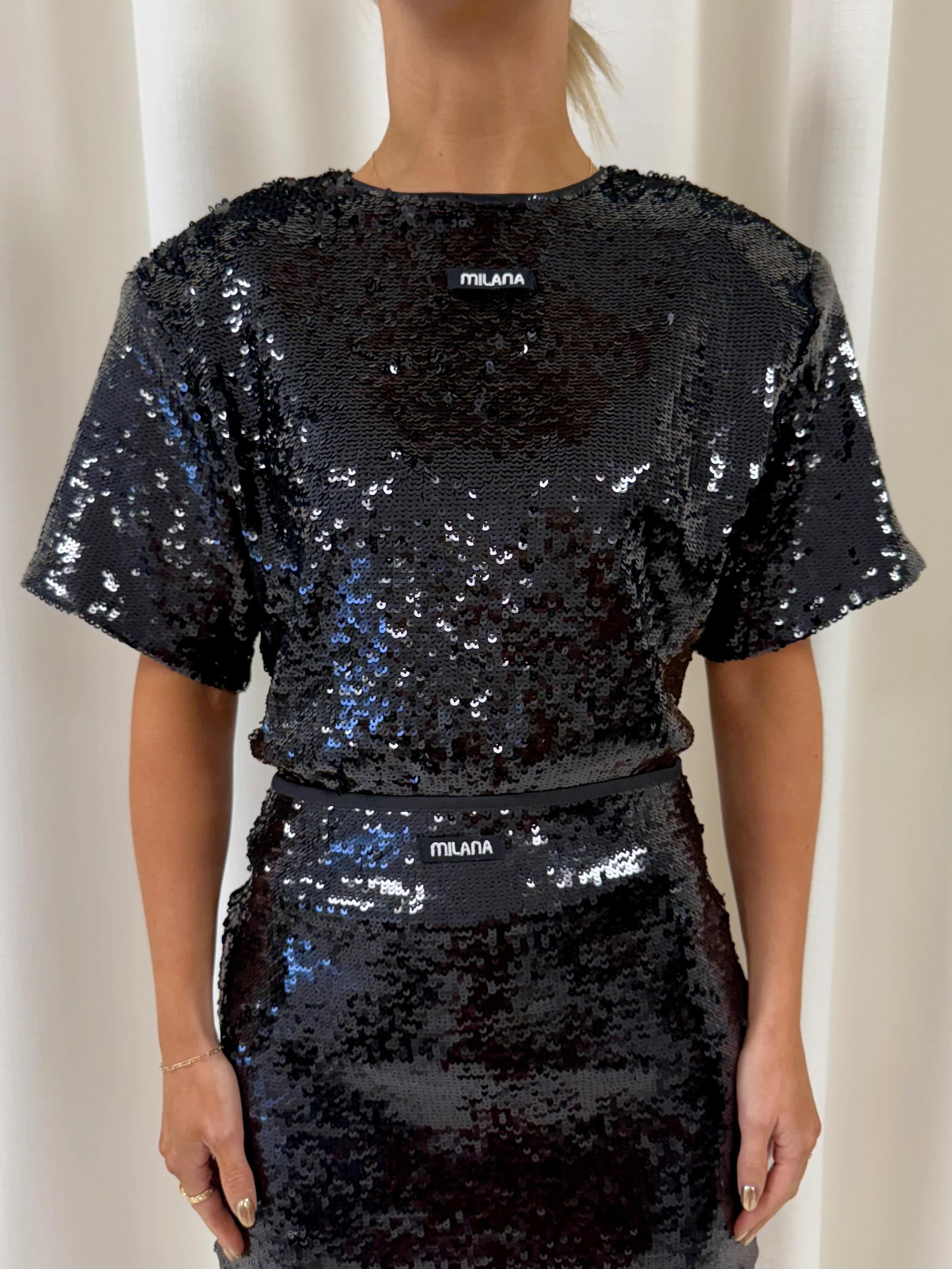 Black Aura Sequin Tee. - Image 4