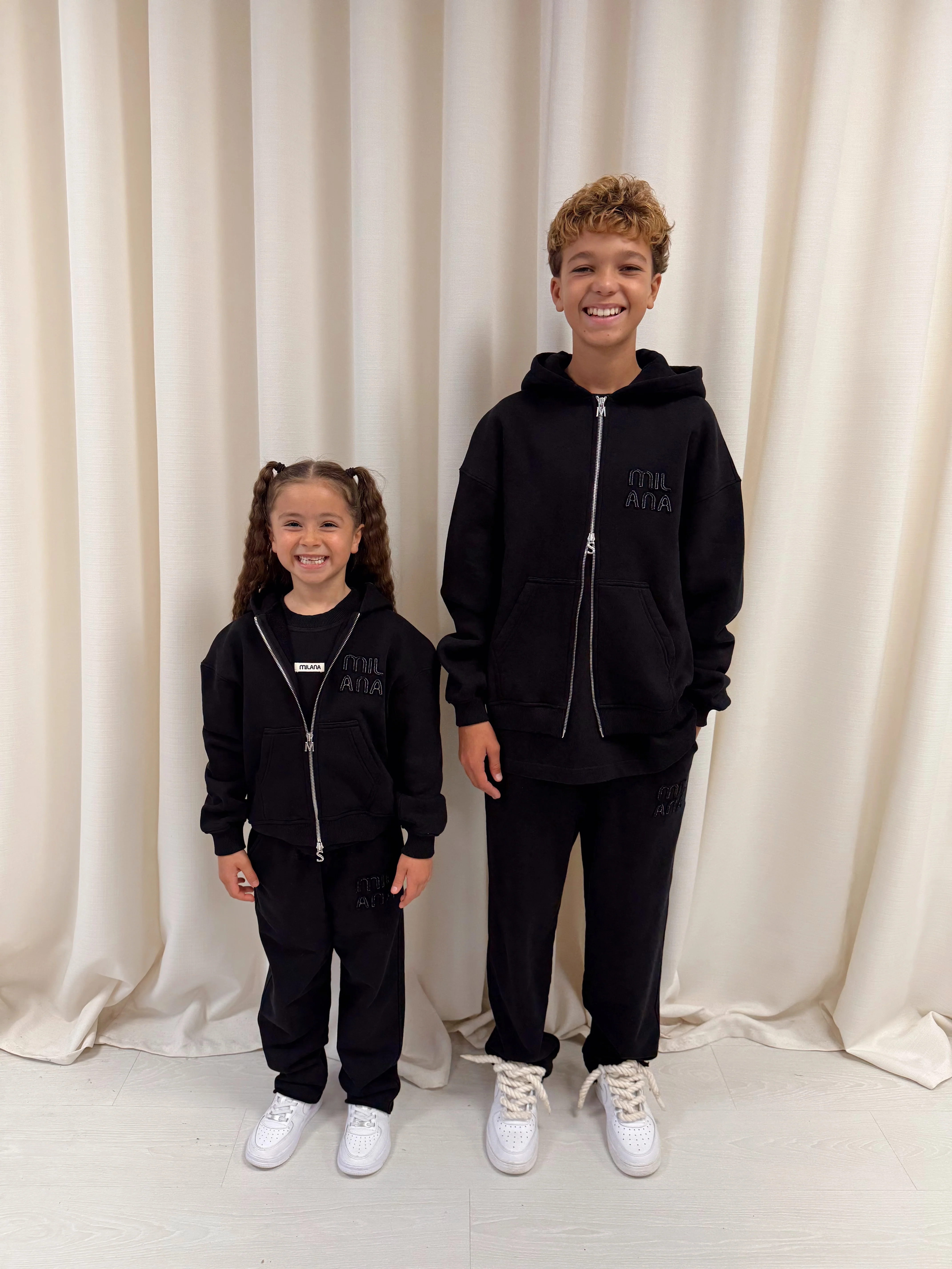 Black Appliqué Kids Relaxed Sweatpants. - Image 4
