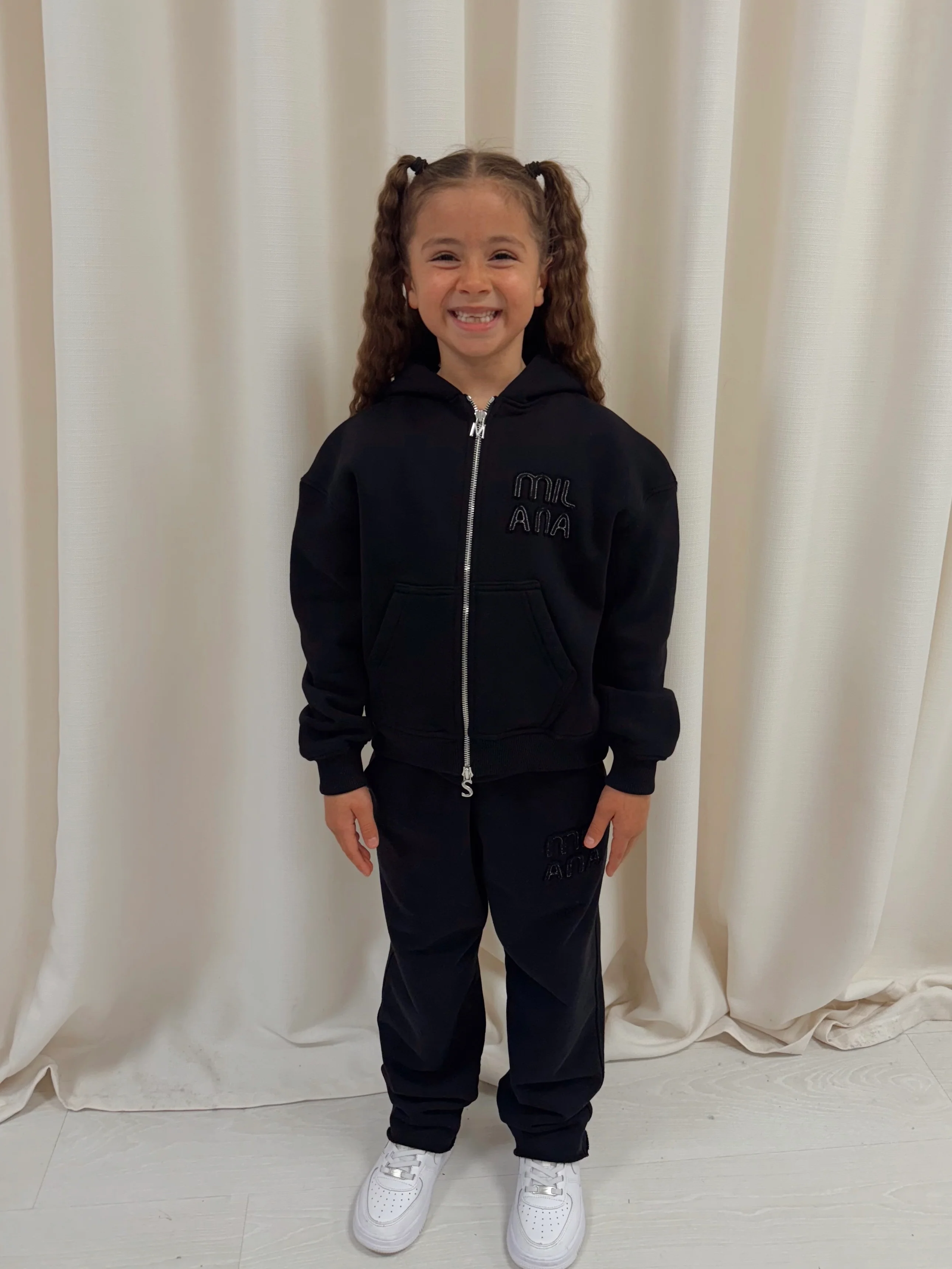 Black Appliqué Kids Relaxed Sweatpants. - Image 5