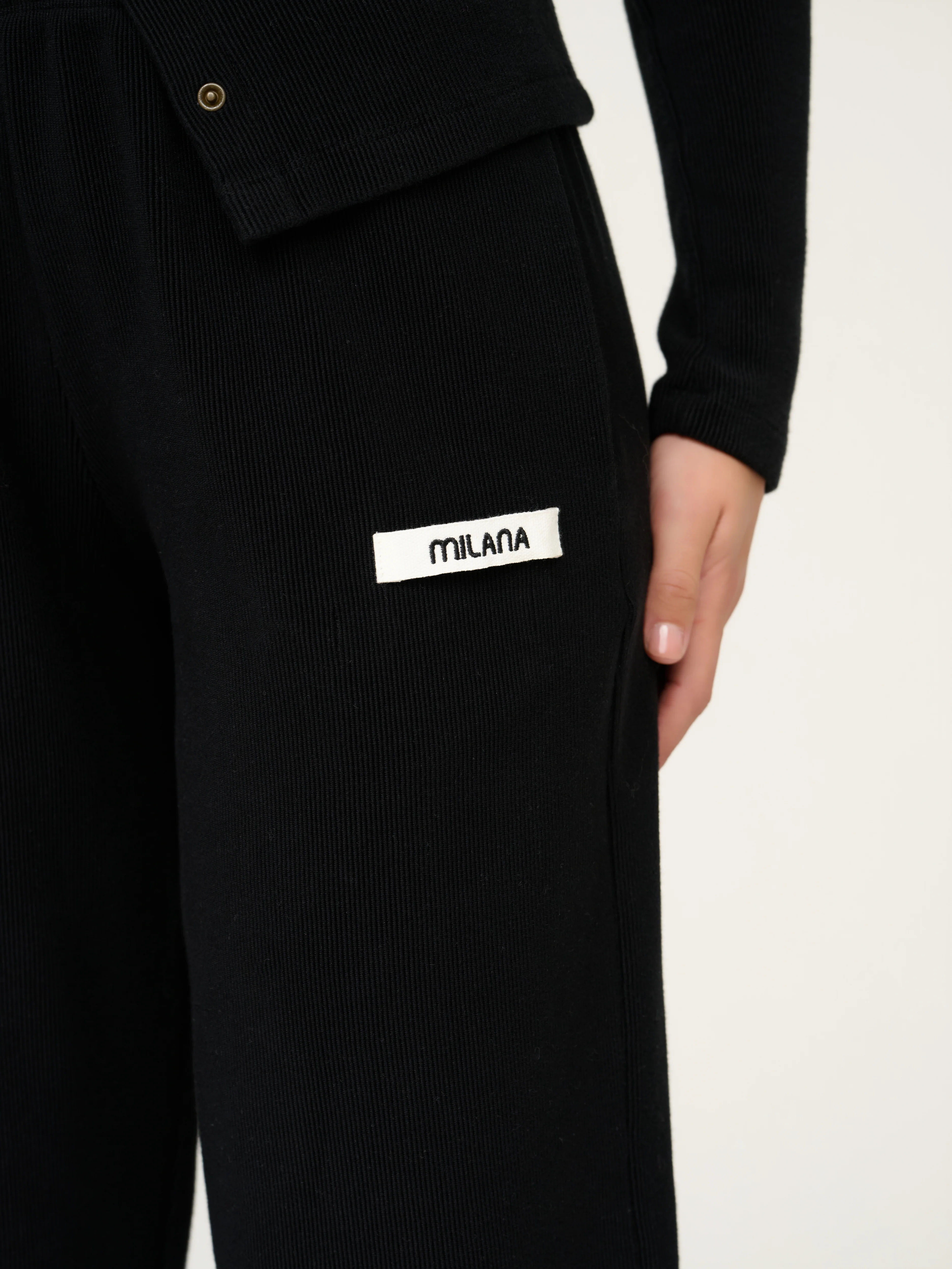 Black Core Soft Rib Sweatpants. - Image 3