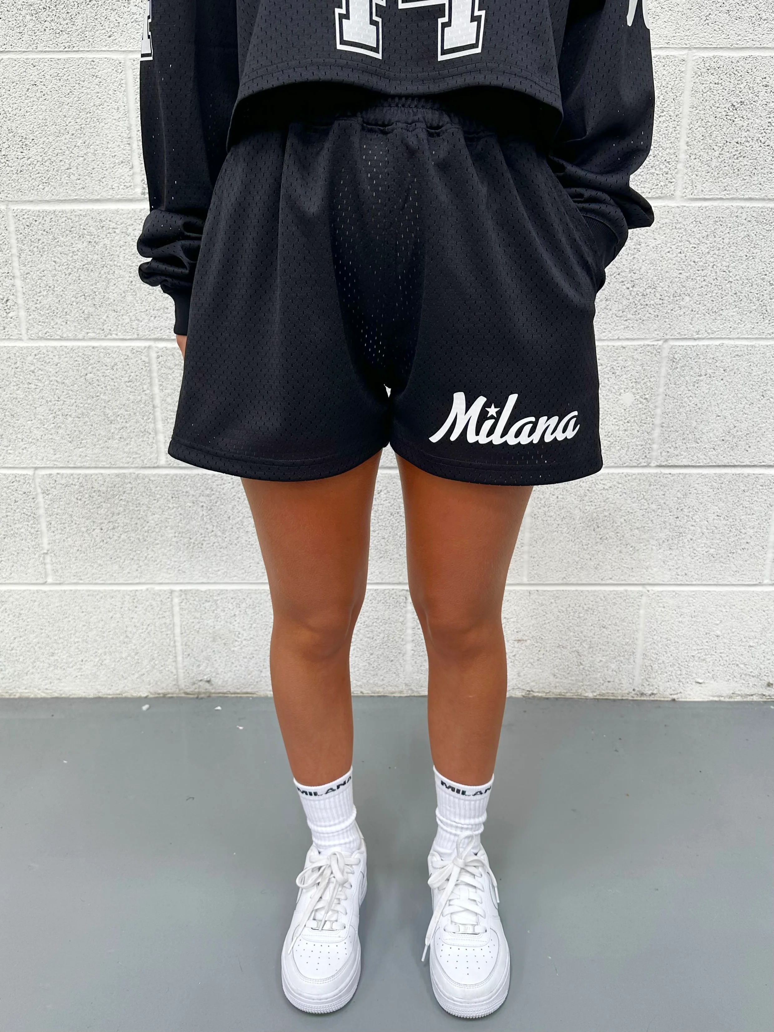Black Mesh Mini Shorts. - Image 3