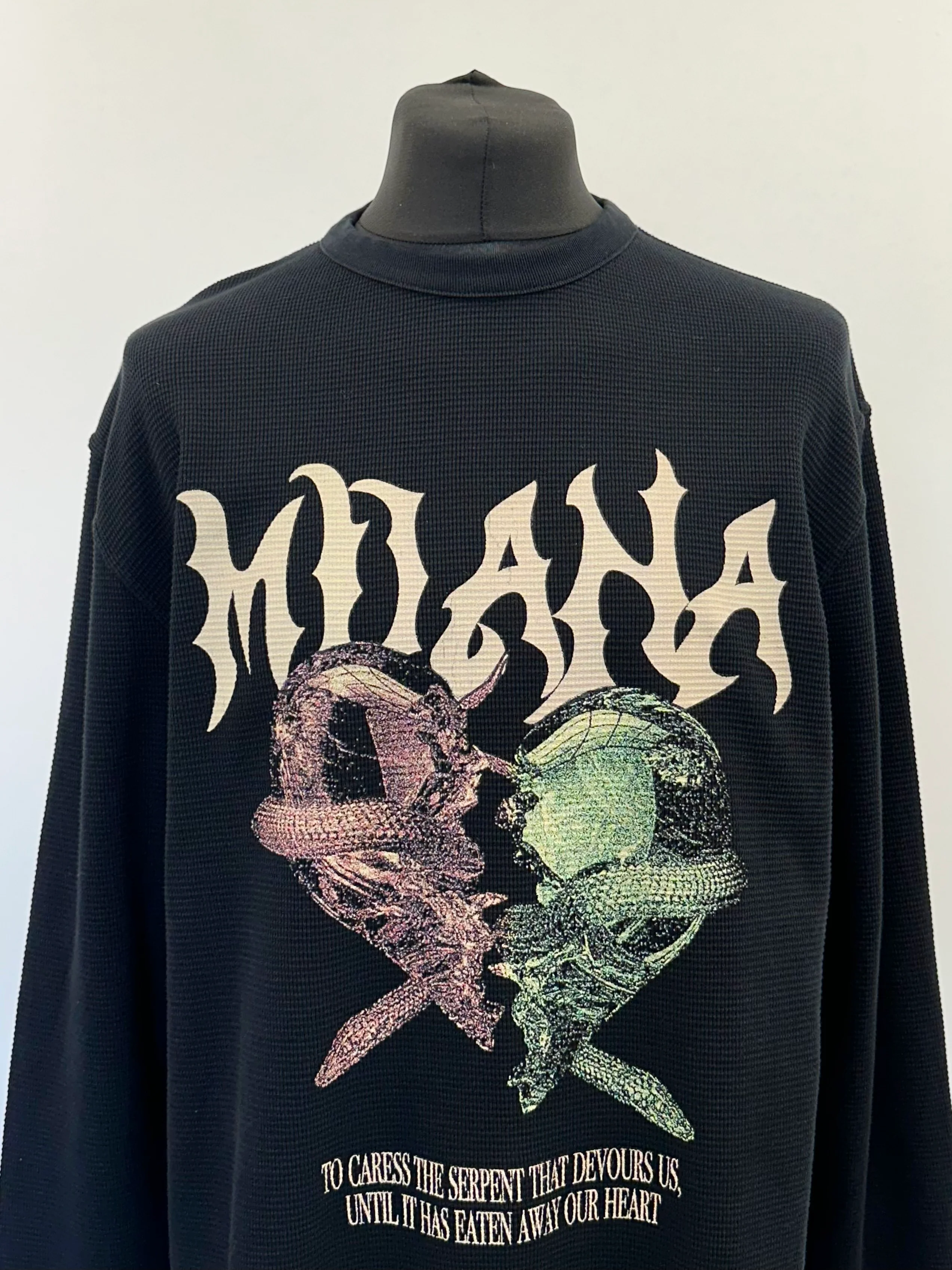 Black Serpent Waffle Heavyweight Long Sleeve T-shirt. - Image 2