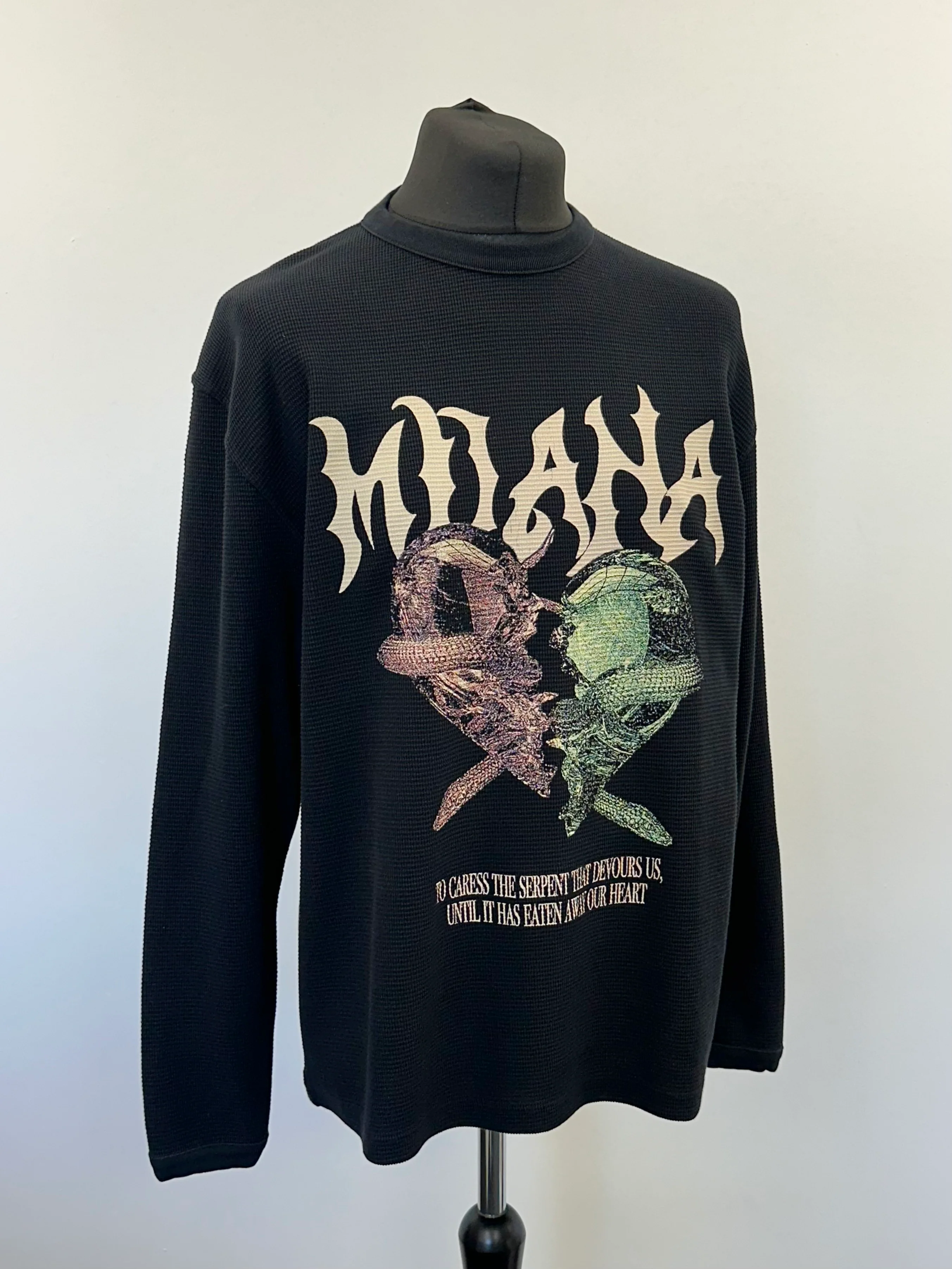 Black Serpent Waffle Heavyweight Long Sleeve T-shirt. - Image 3