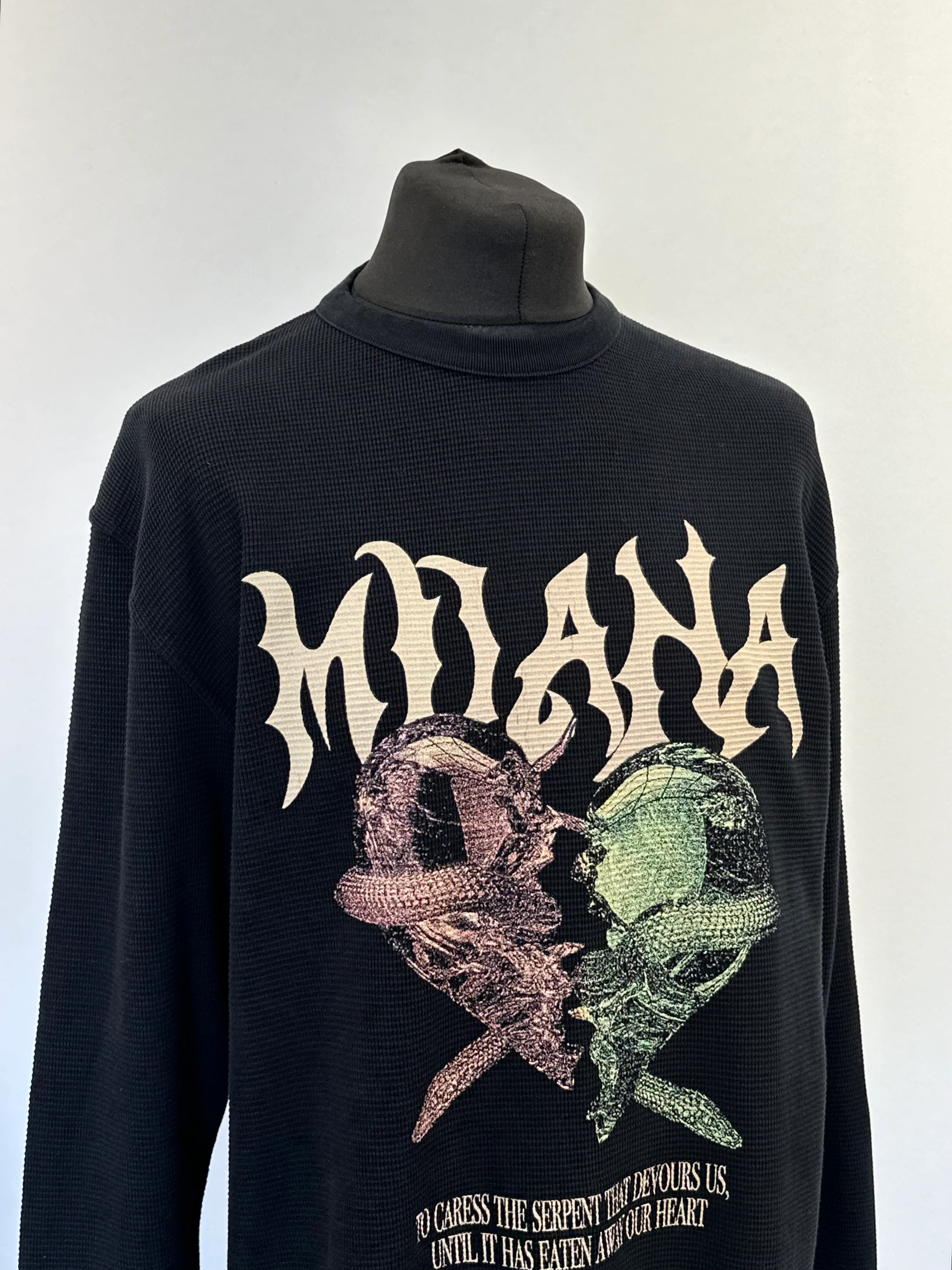 Black Serpent Waffle Heavyweight Long Sleeve T-shirt. - Image 4