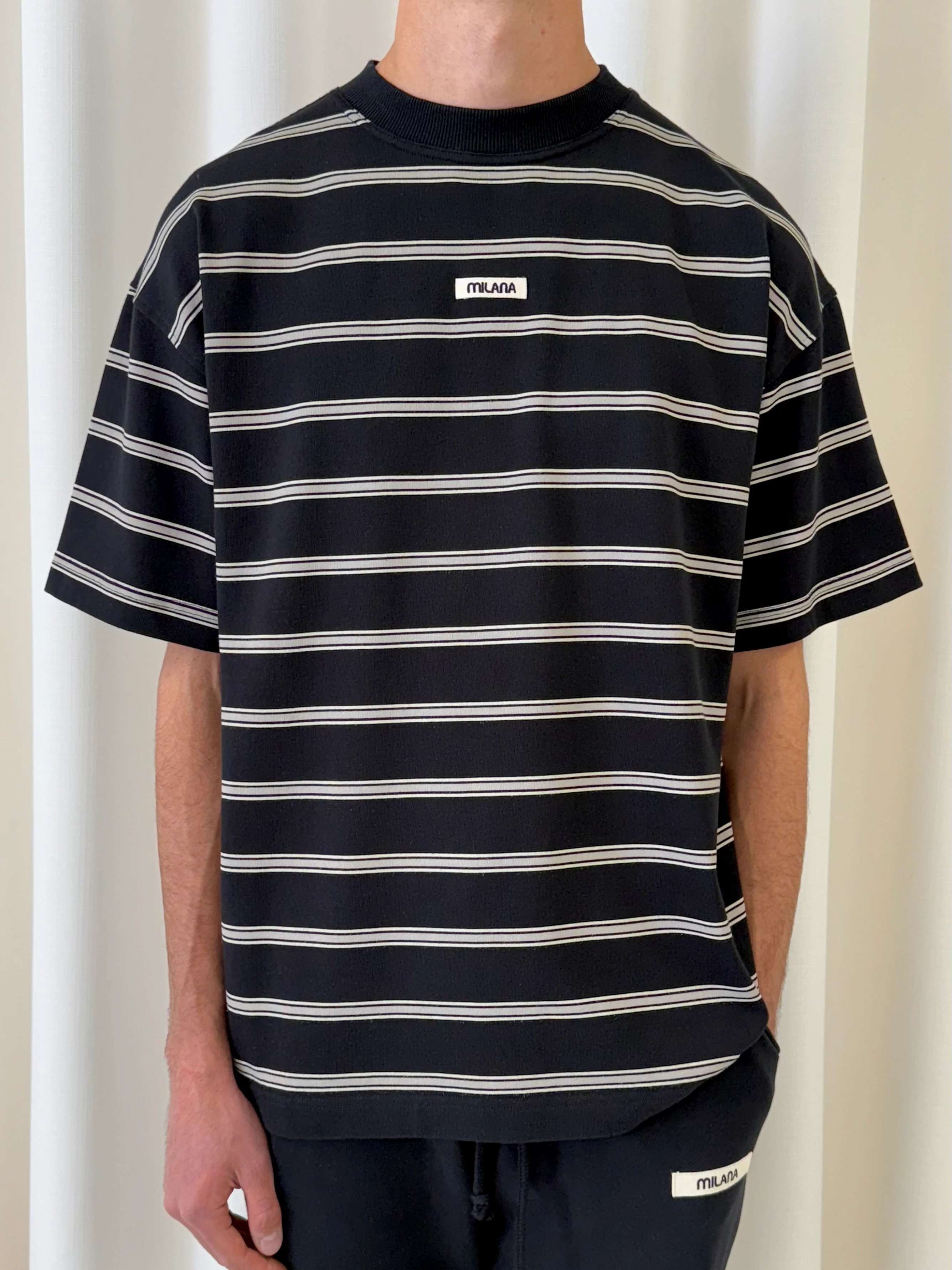 Black Striped Heavyweight T-shirt.