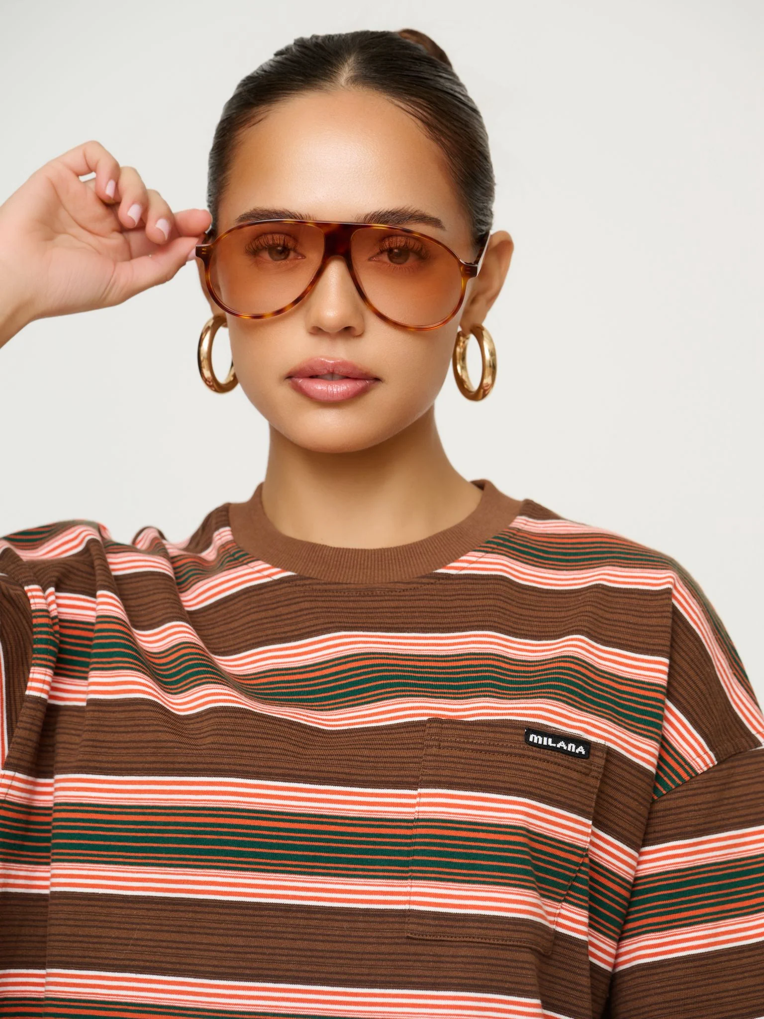 Chocolate Brown Striped Heavyweight T-shirt. - Image 3