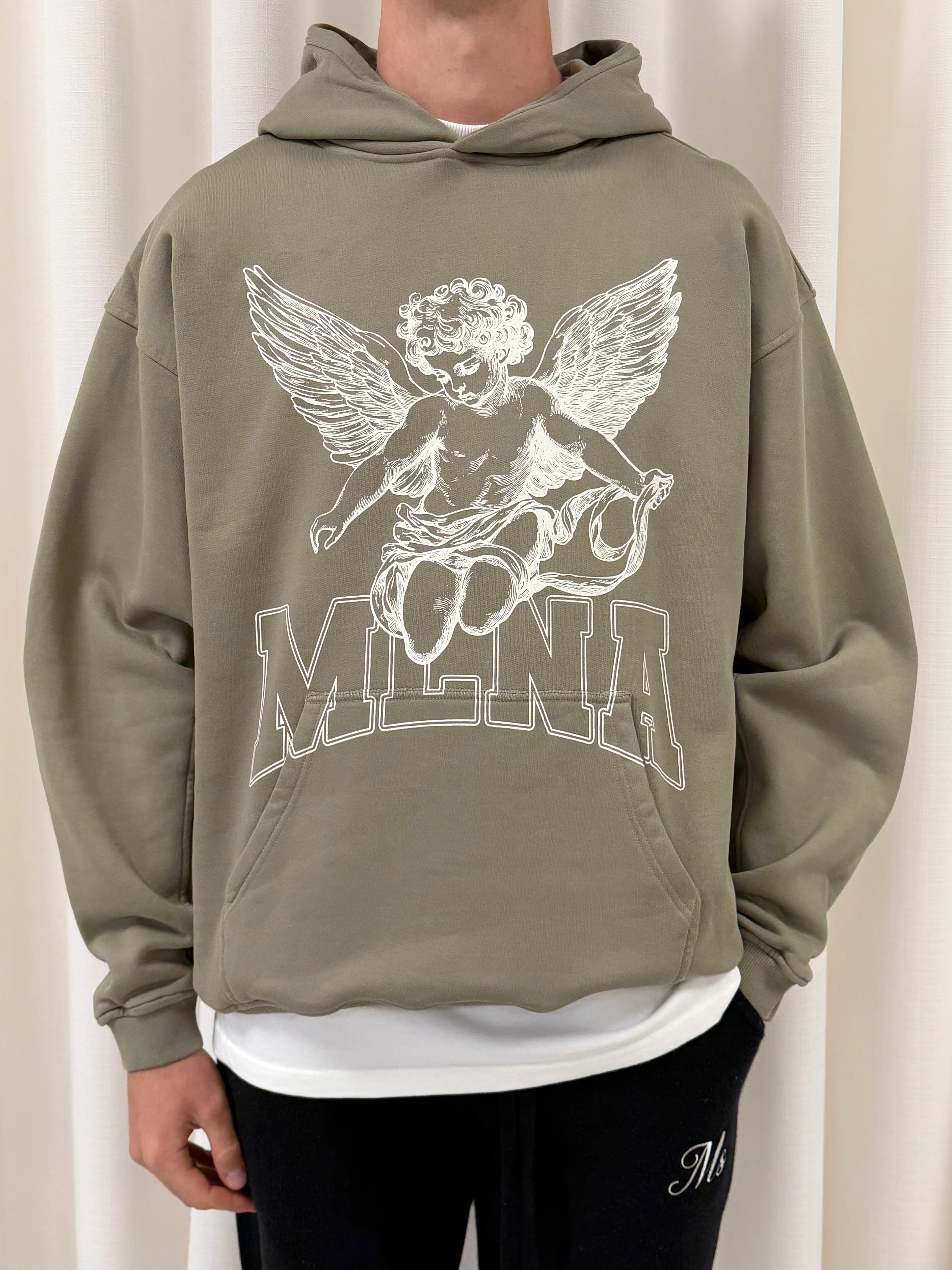 Cool Khaki Green Angel Heavyweight Hoodie.