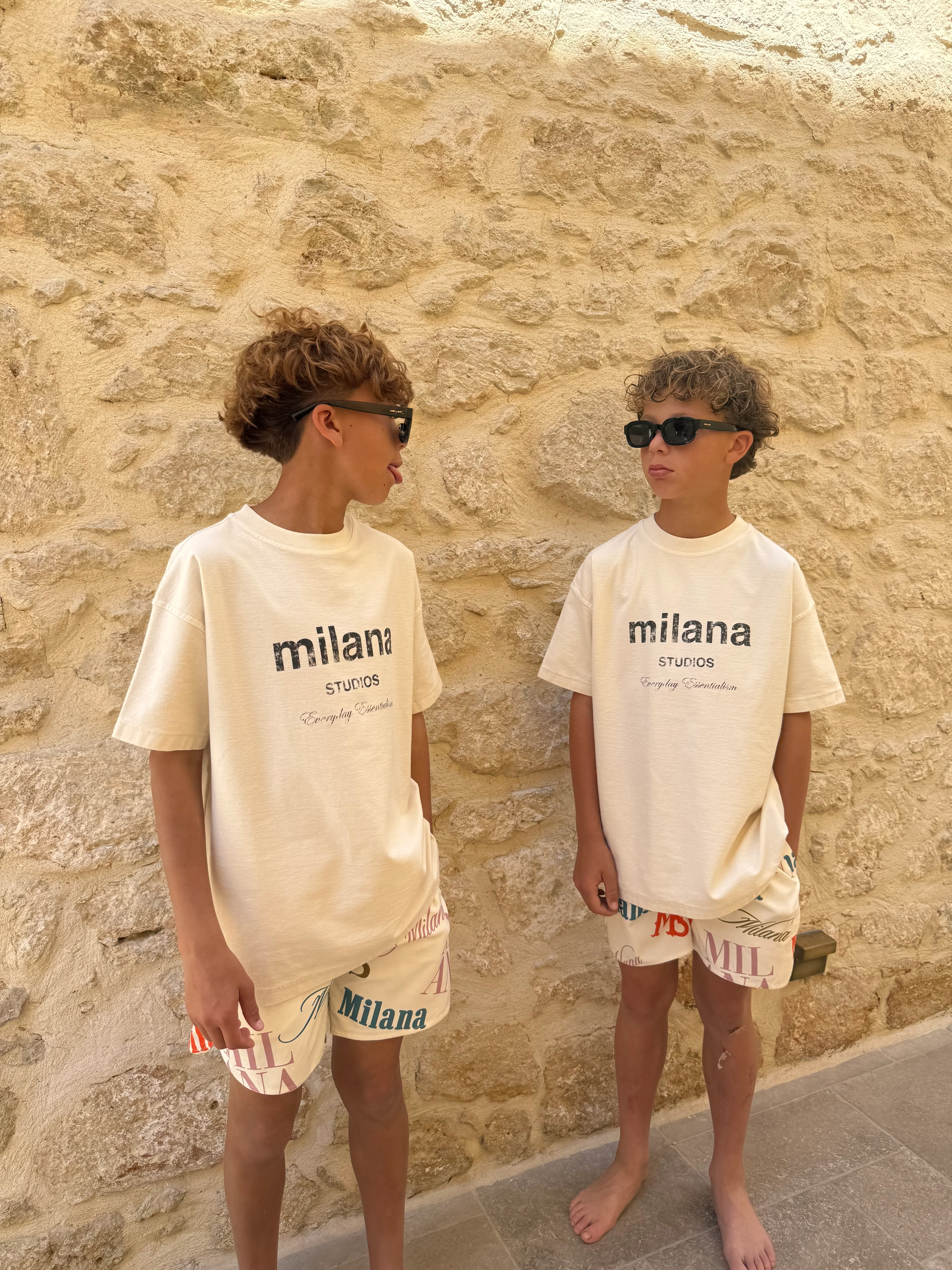 Cream Multi Milana Kids Graphic Swim Shorts. - Image 8