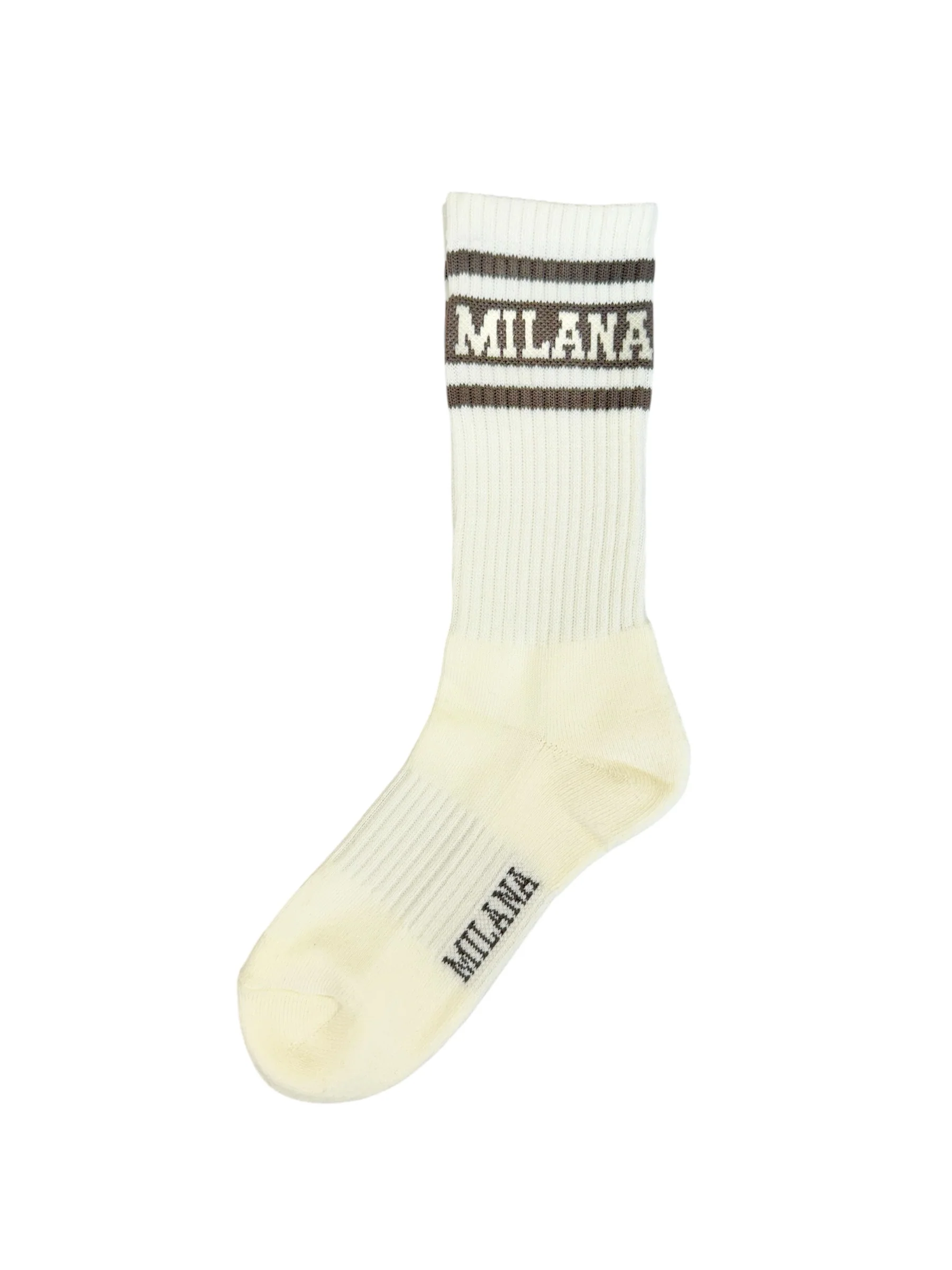 Cream & Taupe Crew Socks. - Image 2