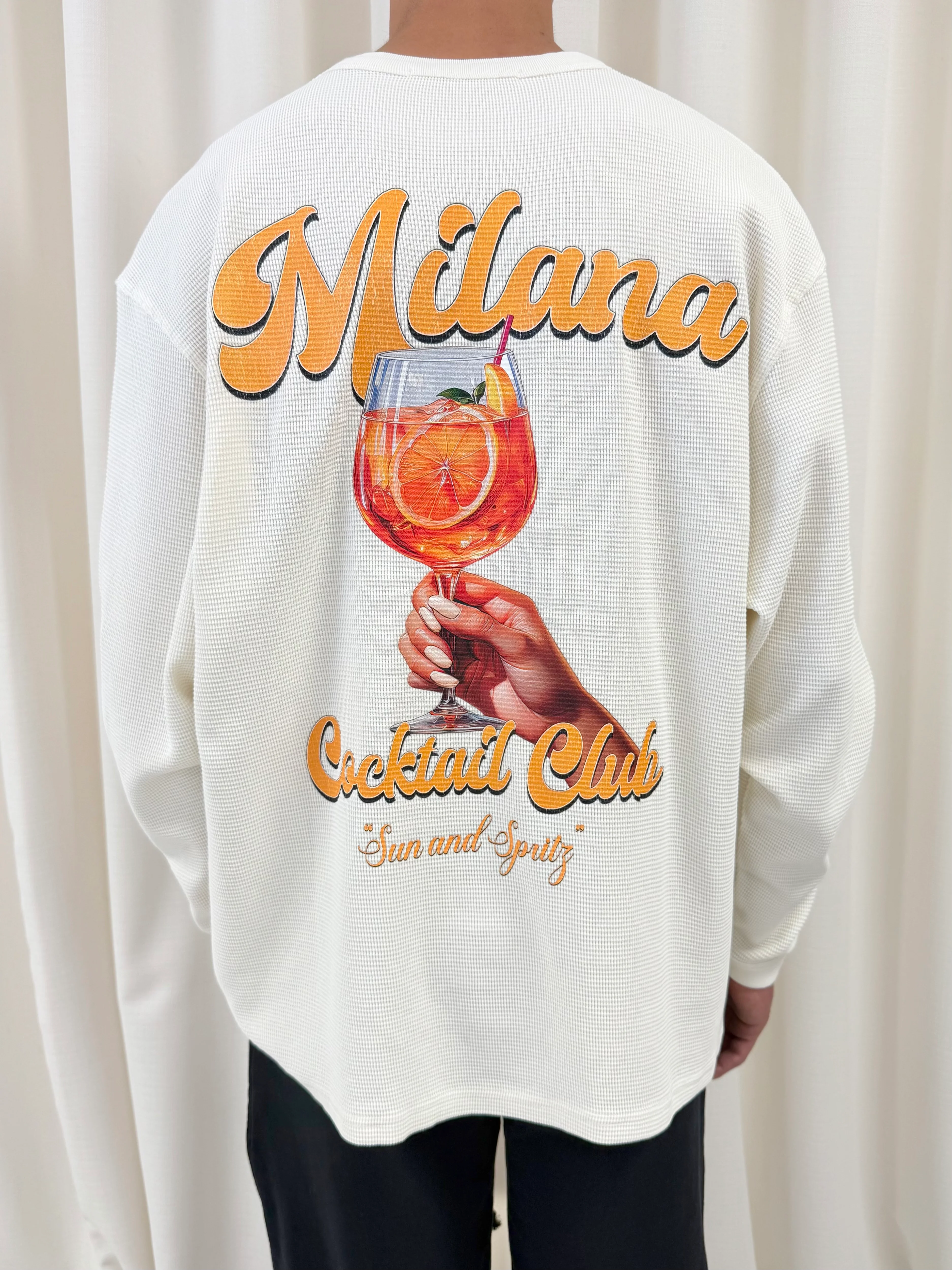 Cream Waffle Aperol Heavyweight Long Sleeve T-shirt.
