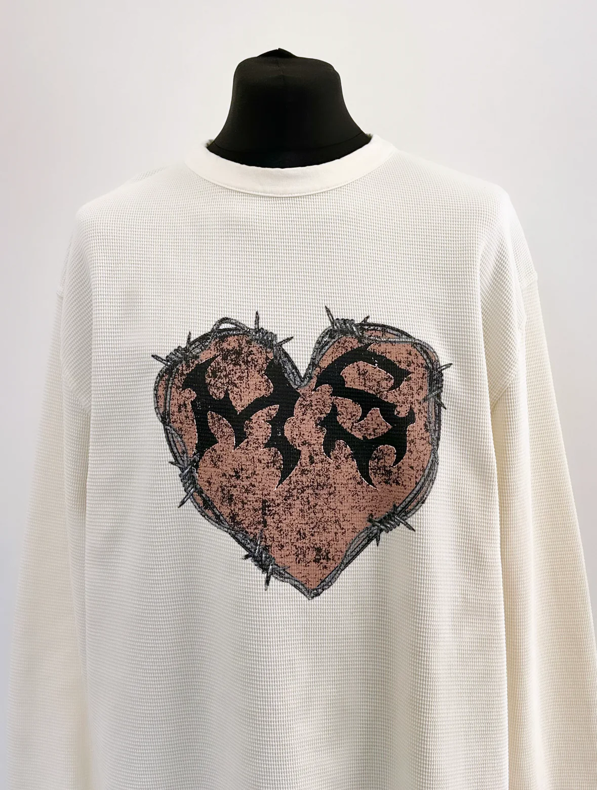 Cream Waffle Heavyweight Balloon Long Sleeve T-shirt. - Image 2