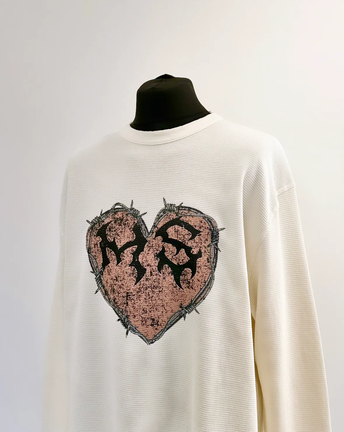 Cream Waffle Heavyweight Balloon Long Sleeve T-shirt. - Image 4