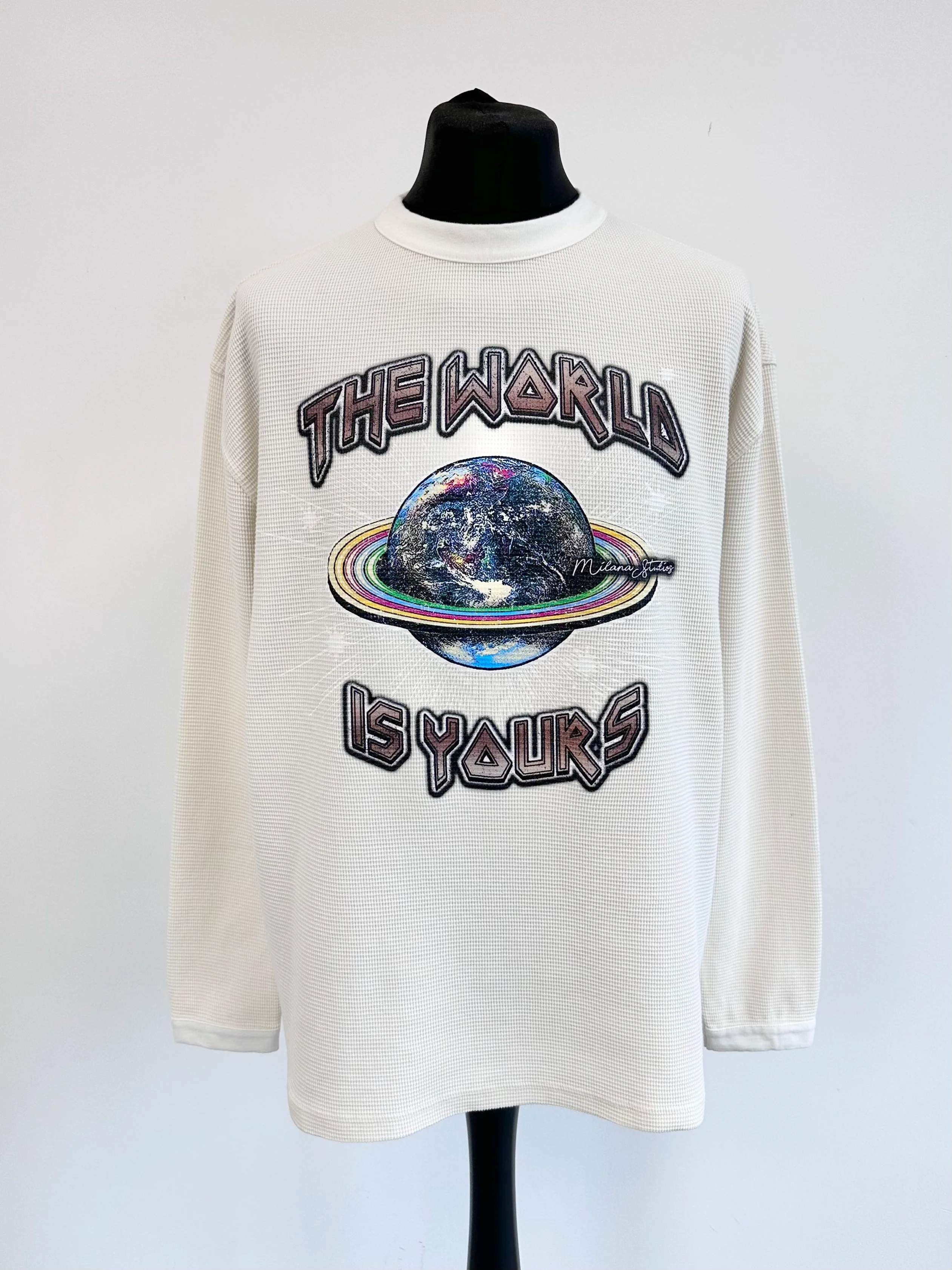 Cream Waffle Heavyweight Planet Long Sleeve.