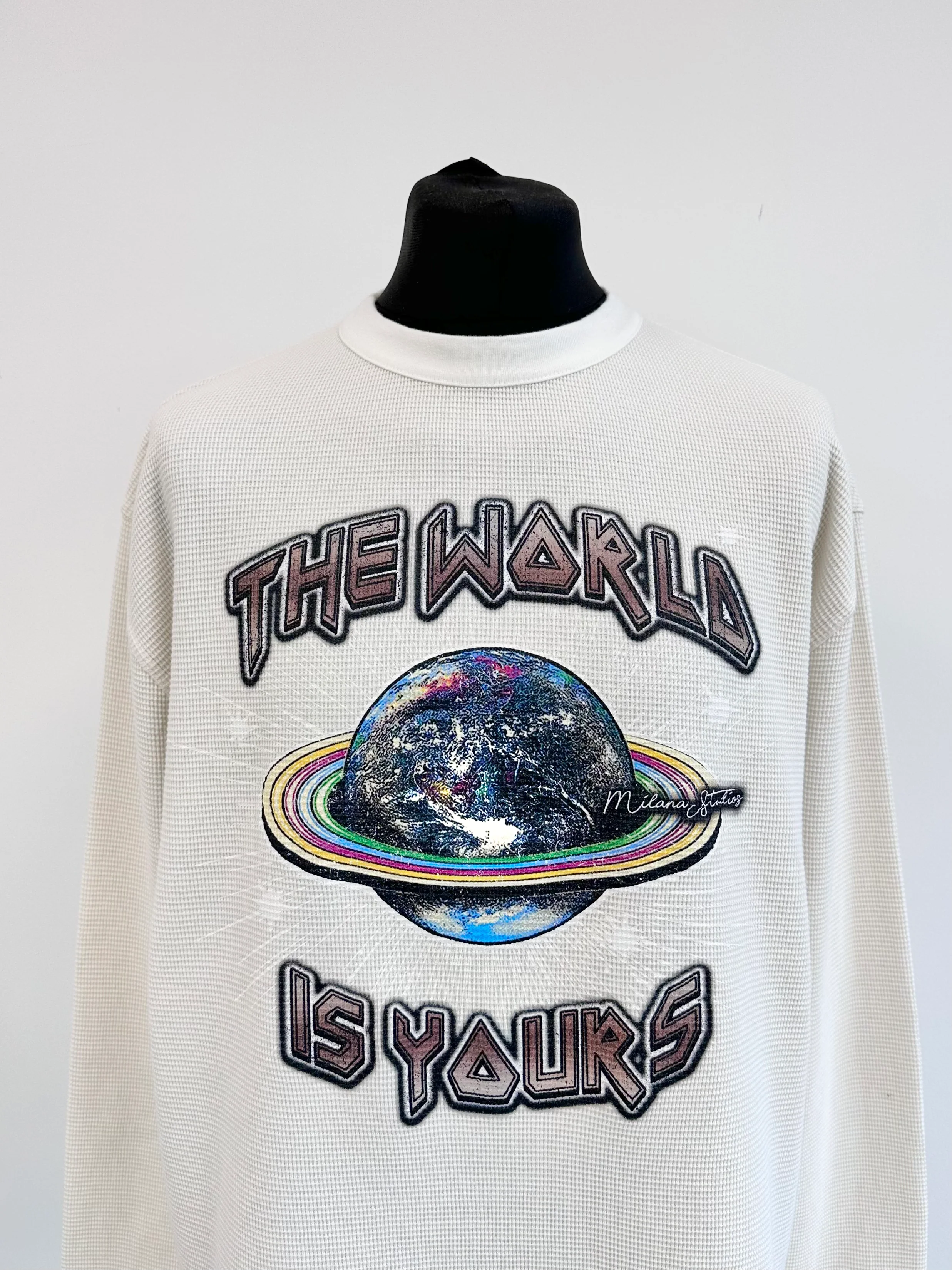 Cream Waffle Heavyweight Planet Long Sleeve. - Image 2