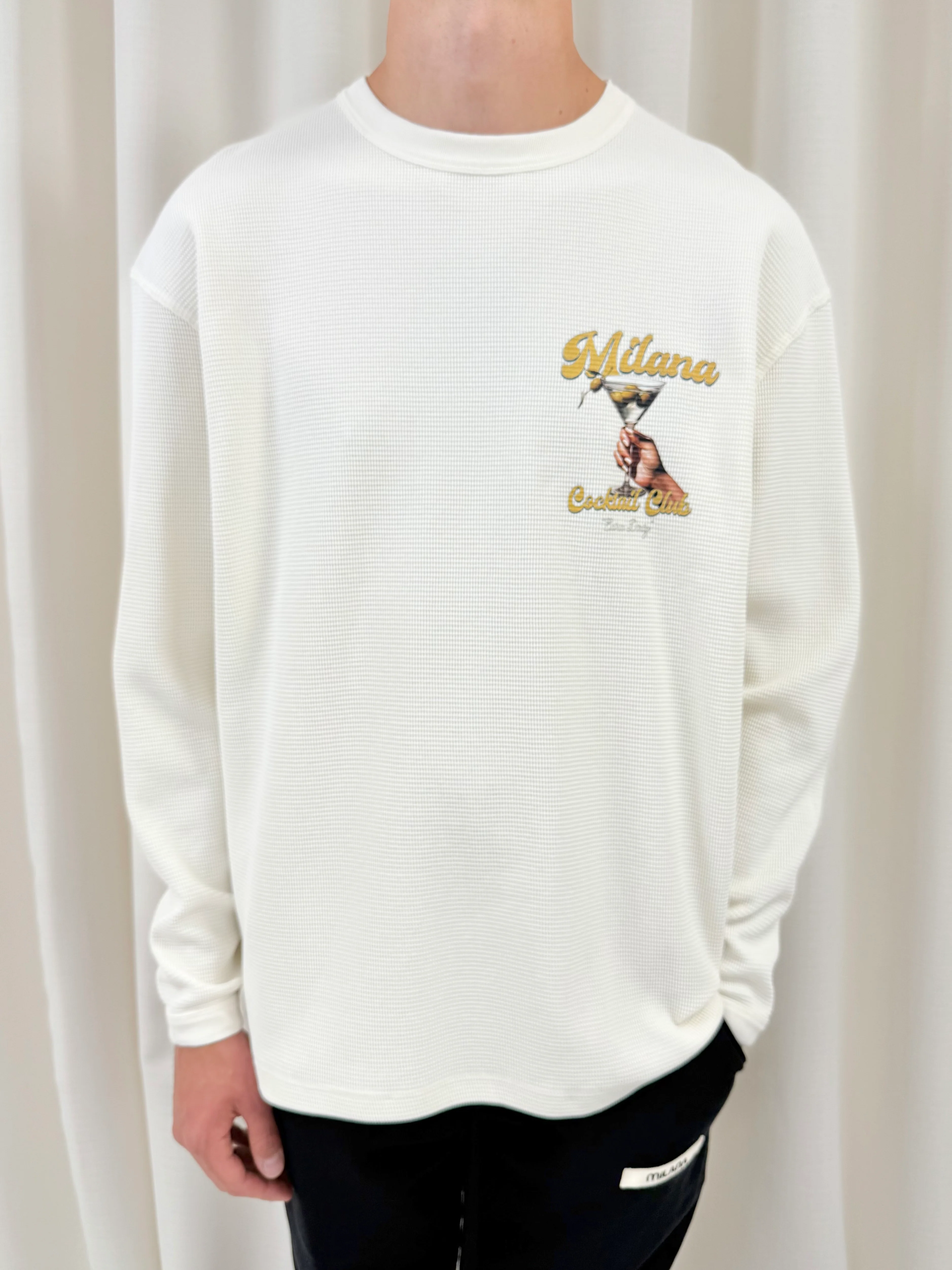 Cream Waffle Martini Heavyweight Long Sleeve T-shirt. - Image 2