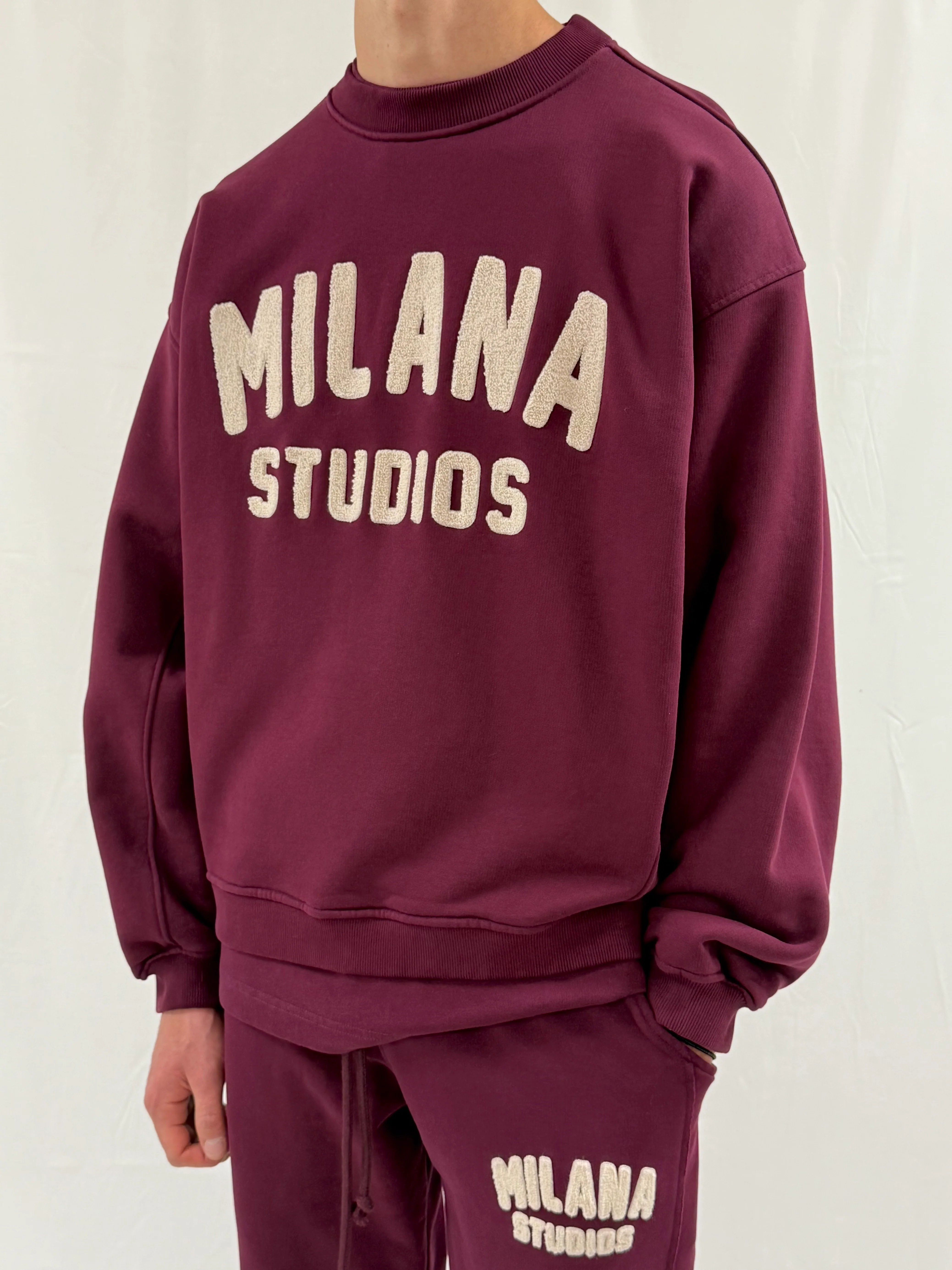 Deep Burgundy Teddy Heavyweight Sweatshirt. - Image 2