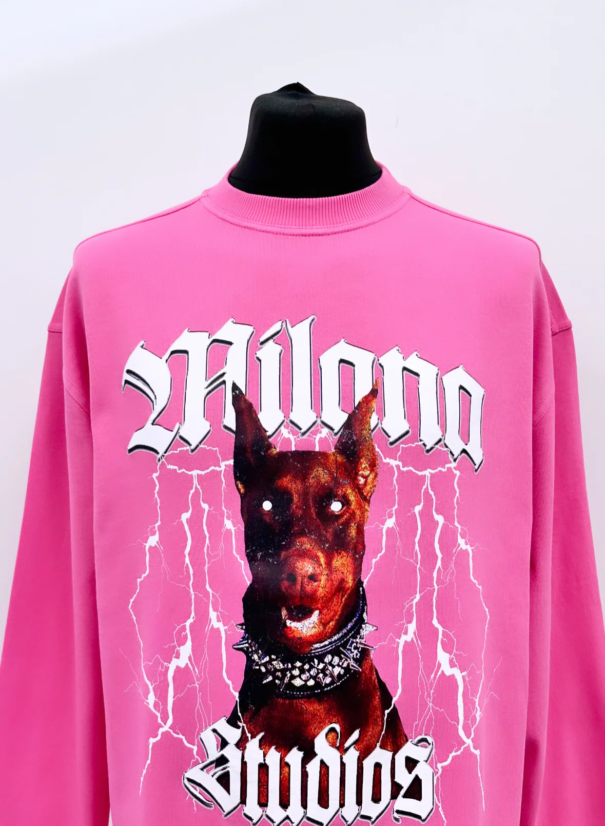 Hot Pink Heavyweight Graphic Long Sleeve T-shirt. - Image 2
