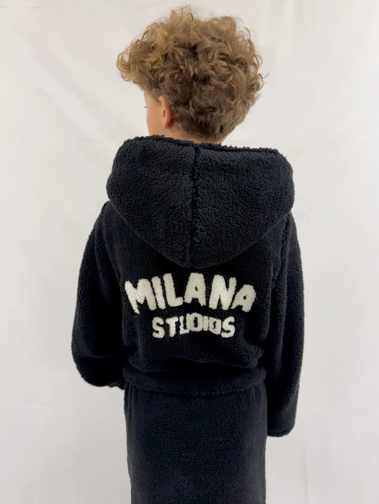 Kids Black Milana Dressing Gown. - Image 2