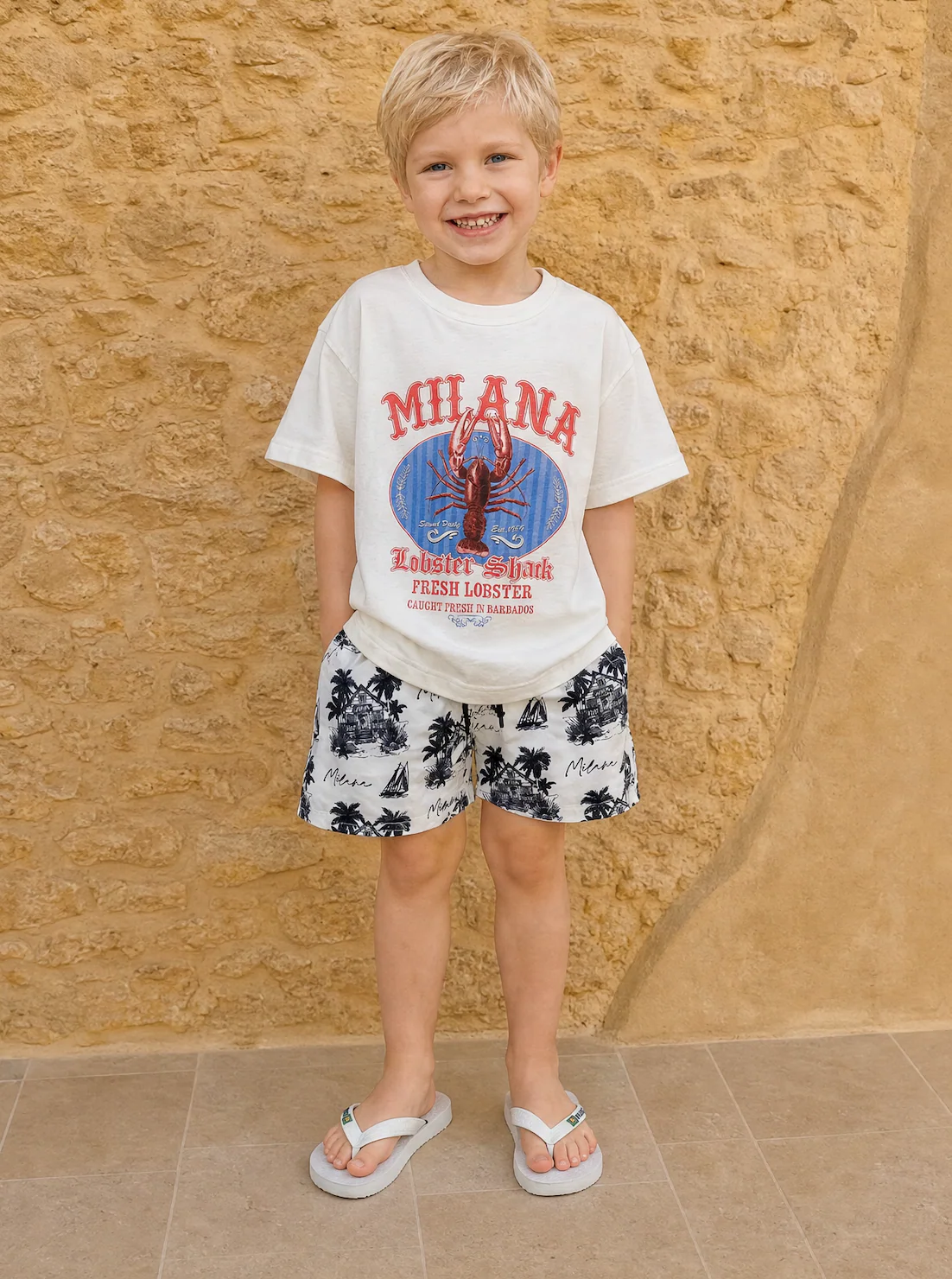 Kids White Lobster Summer Slub T-Shirt. - Image 2