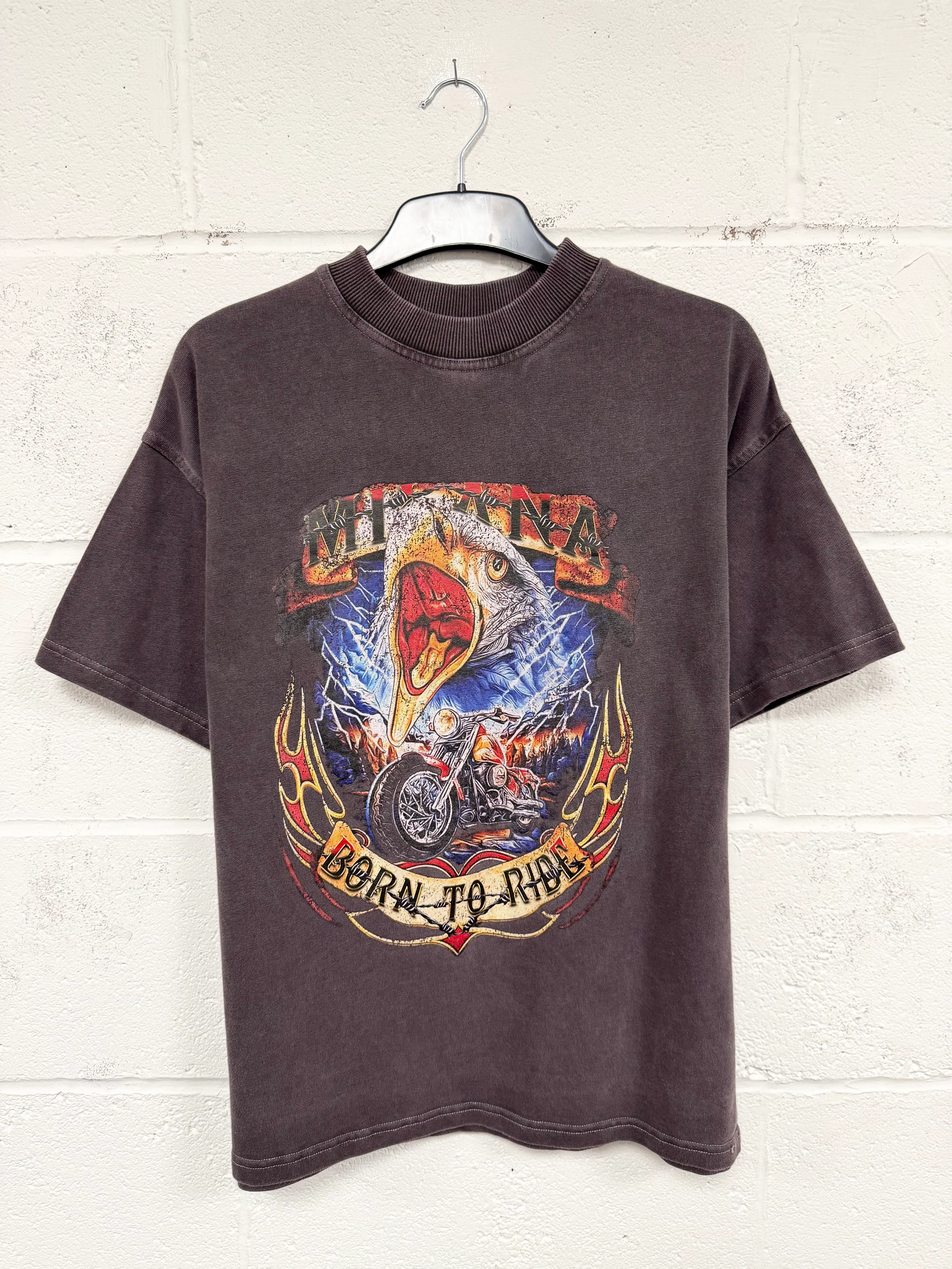 #L96 Washed Purple Born To Ride Heavyweight T-shirt.
