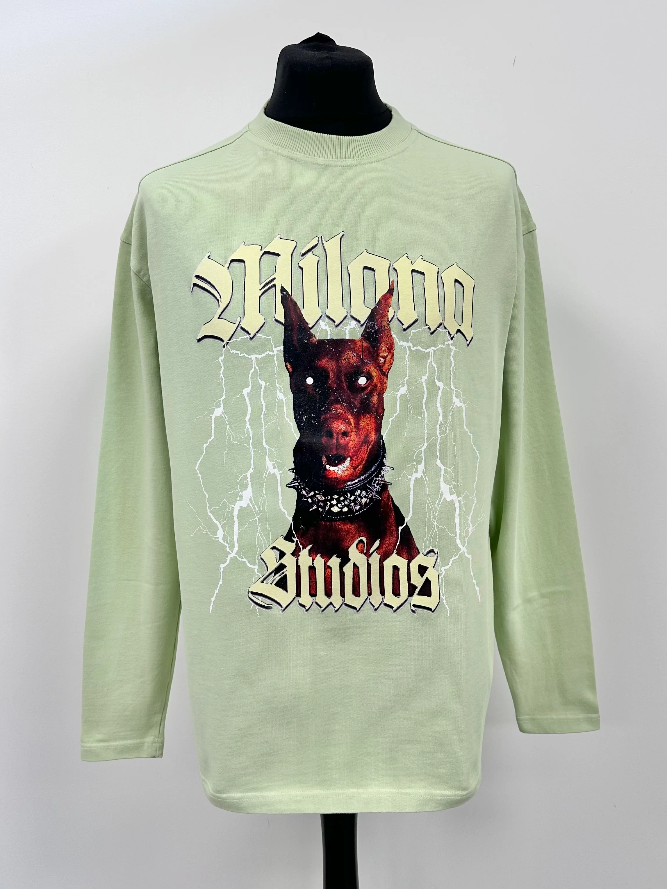 Matcha Green Heavyweight Graphic Long Sleeve T-shirt.