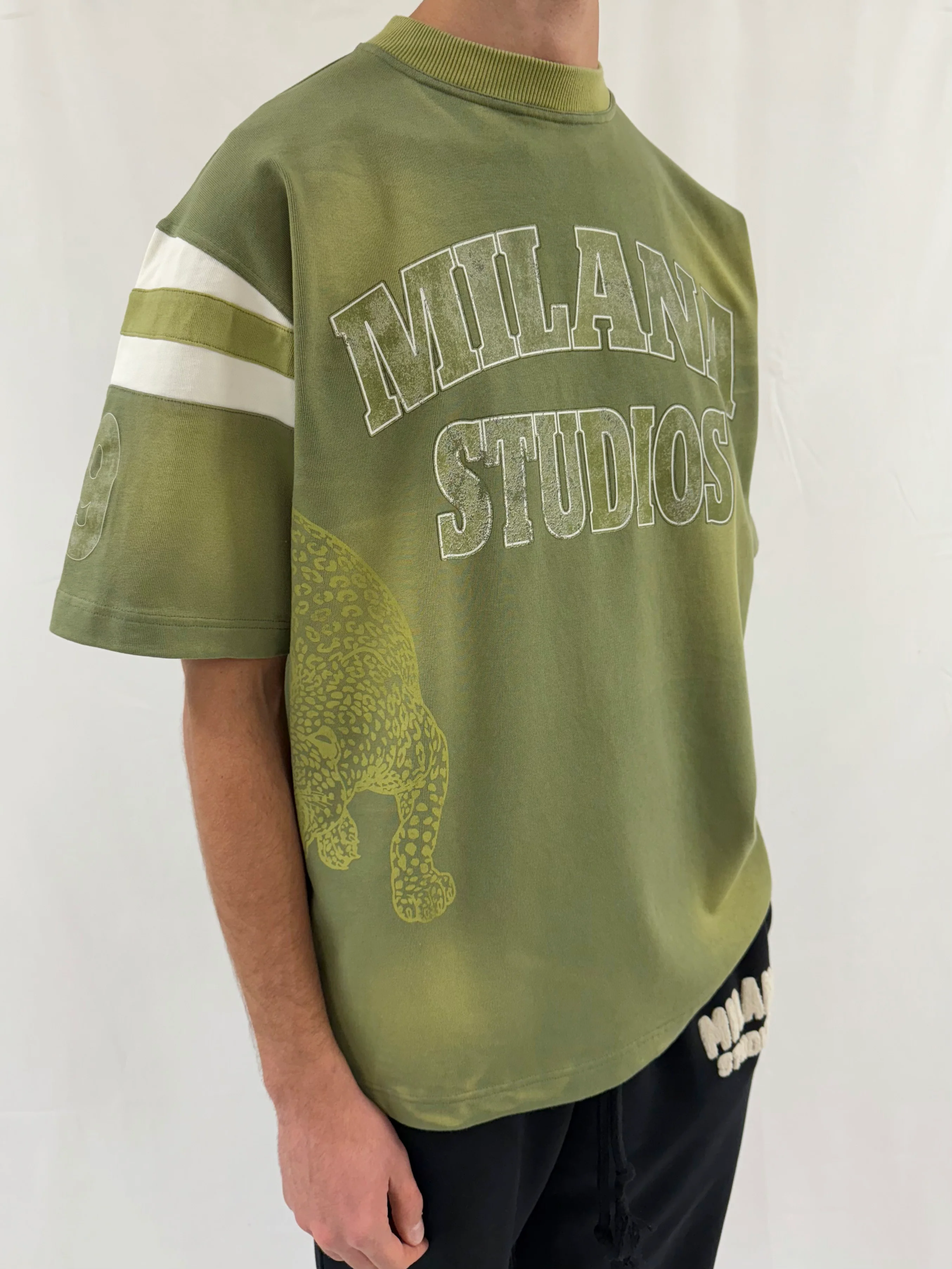 Military Green Cheetah Heavyweight T-shirt. - Image 2