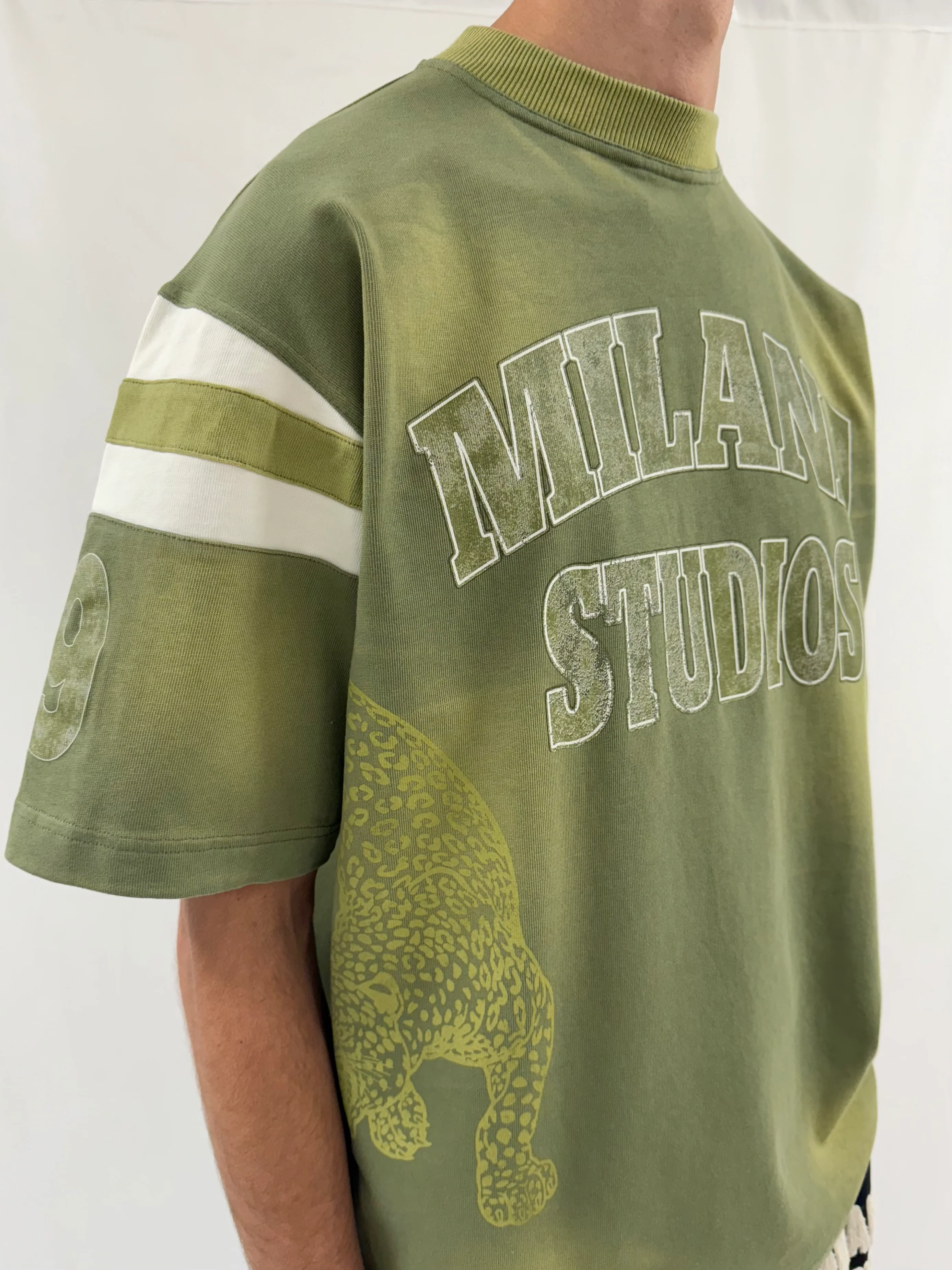 Military Green Cheetah Heavyweight T-shirt. - Image 3