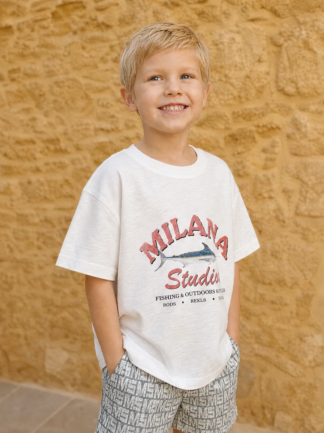MS Kids Green Textured Swim Shorts. - Image 3