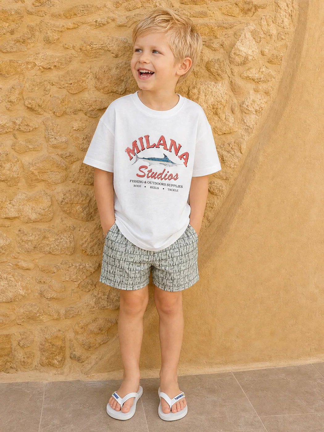 MS Kids Green Textured Swim Shorts. - Image 4