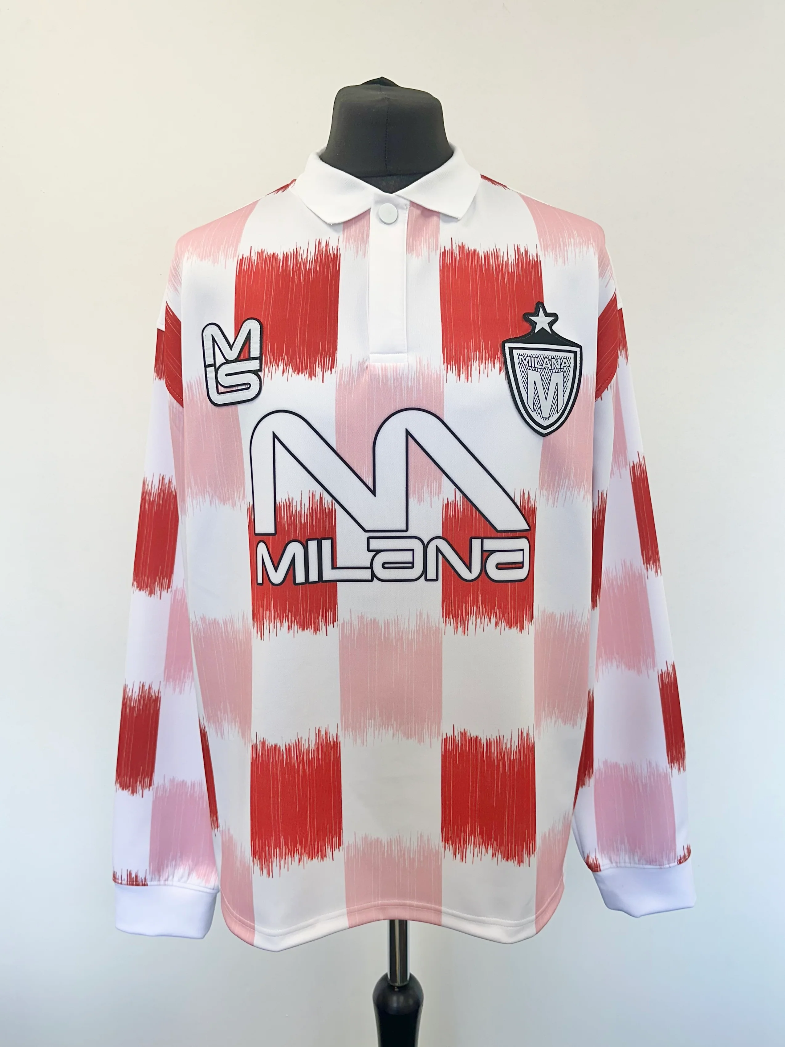 Pink Red Heavyweight Long Sleeve Sports Jersey.