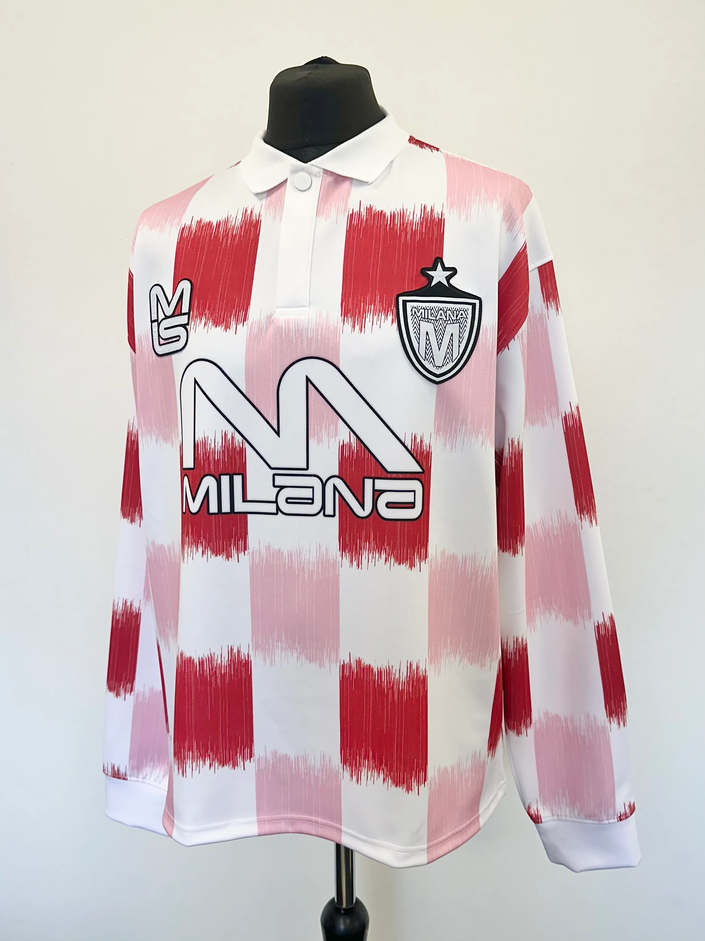 Pink Red Heavyweight Long Sleeve Sports Jersey. - Image 3
