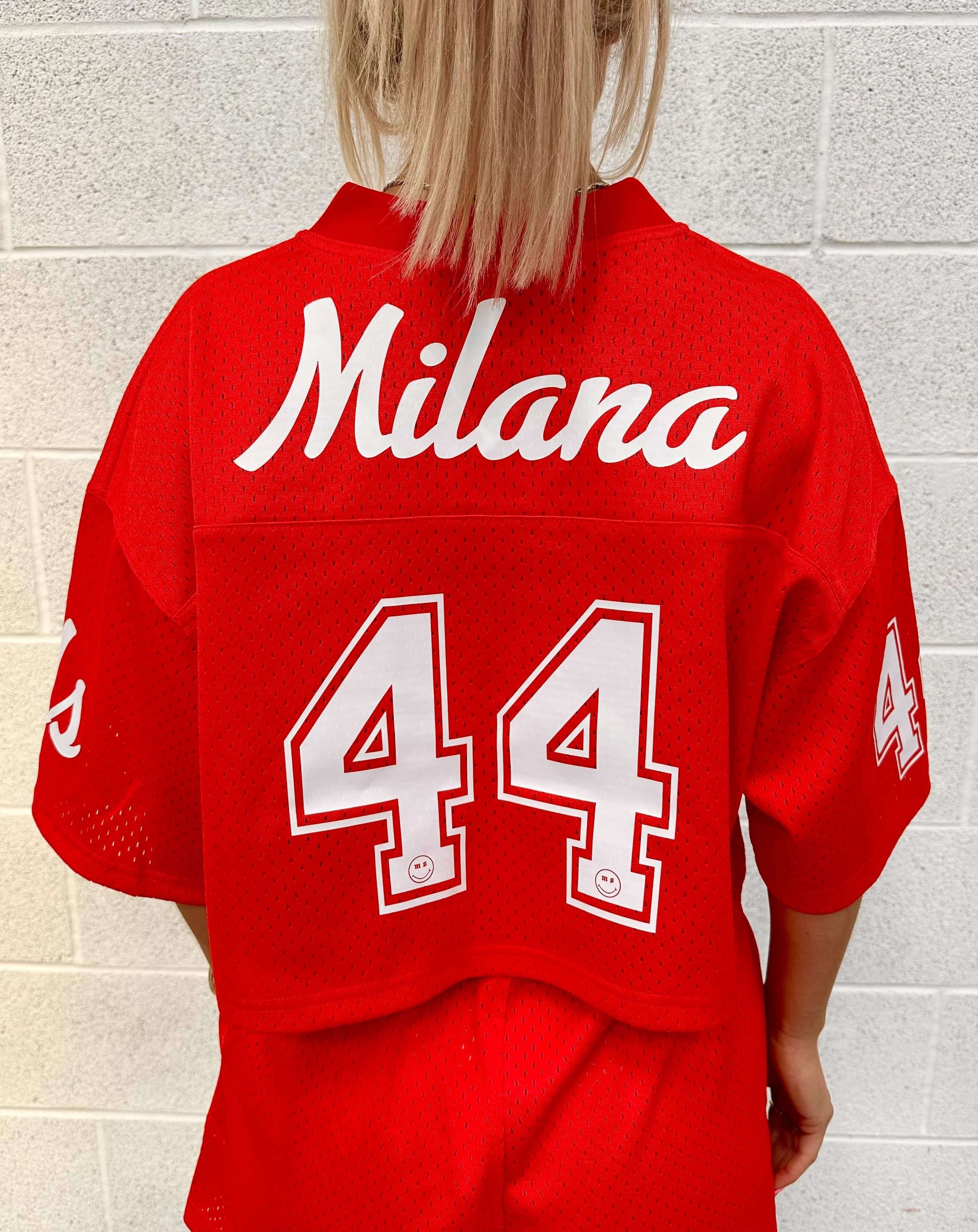 Red Mesh Cropped Jersey. - Image 4