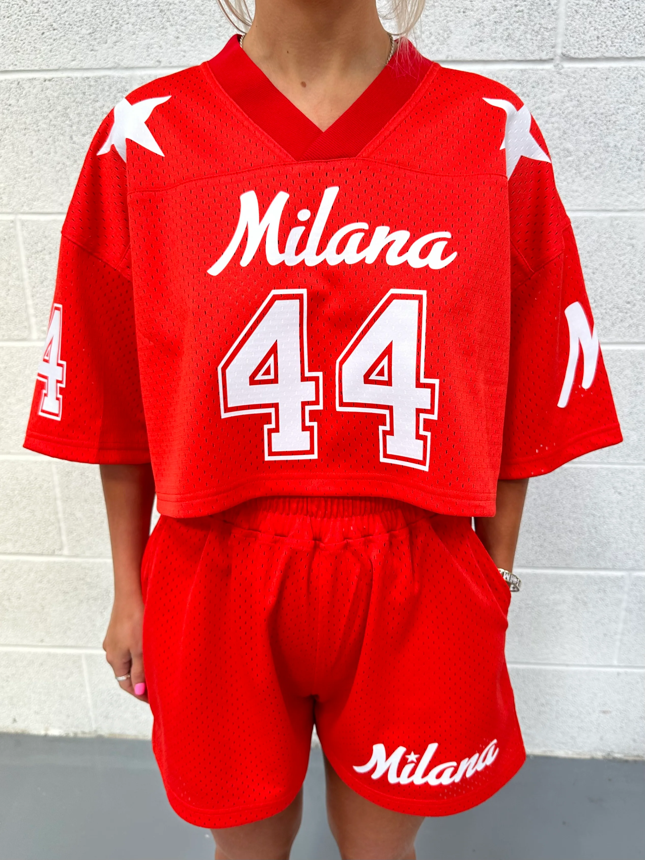 Red Mesh Cropped Jersey. - Image 6