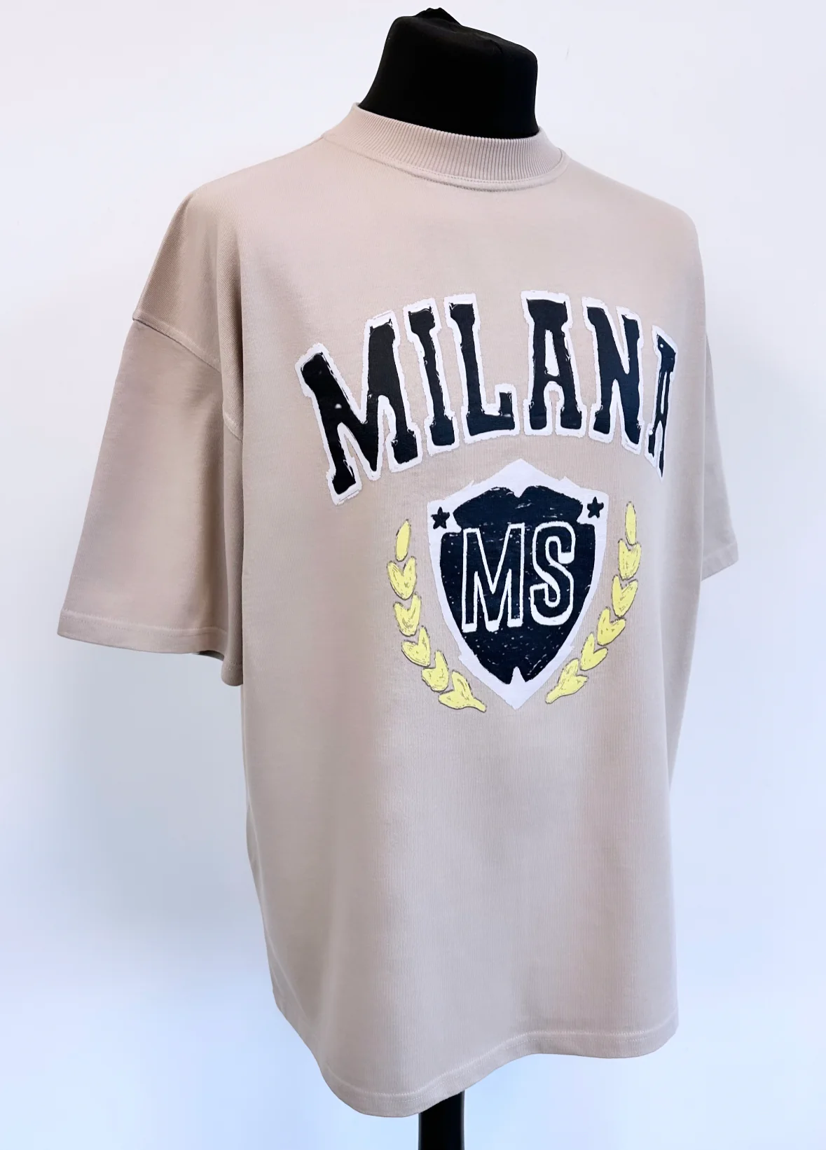 Taupe Heavyweight Crest T-shirt. - Image 3