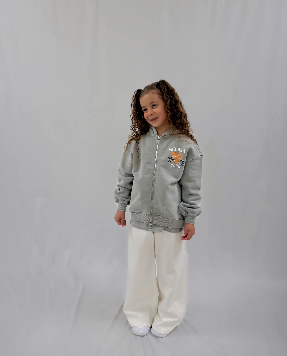 Washed Ash Grey Heart Breakers Club Kids Zip Hoodie. - Image 2