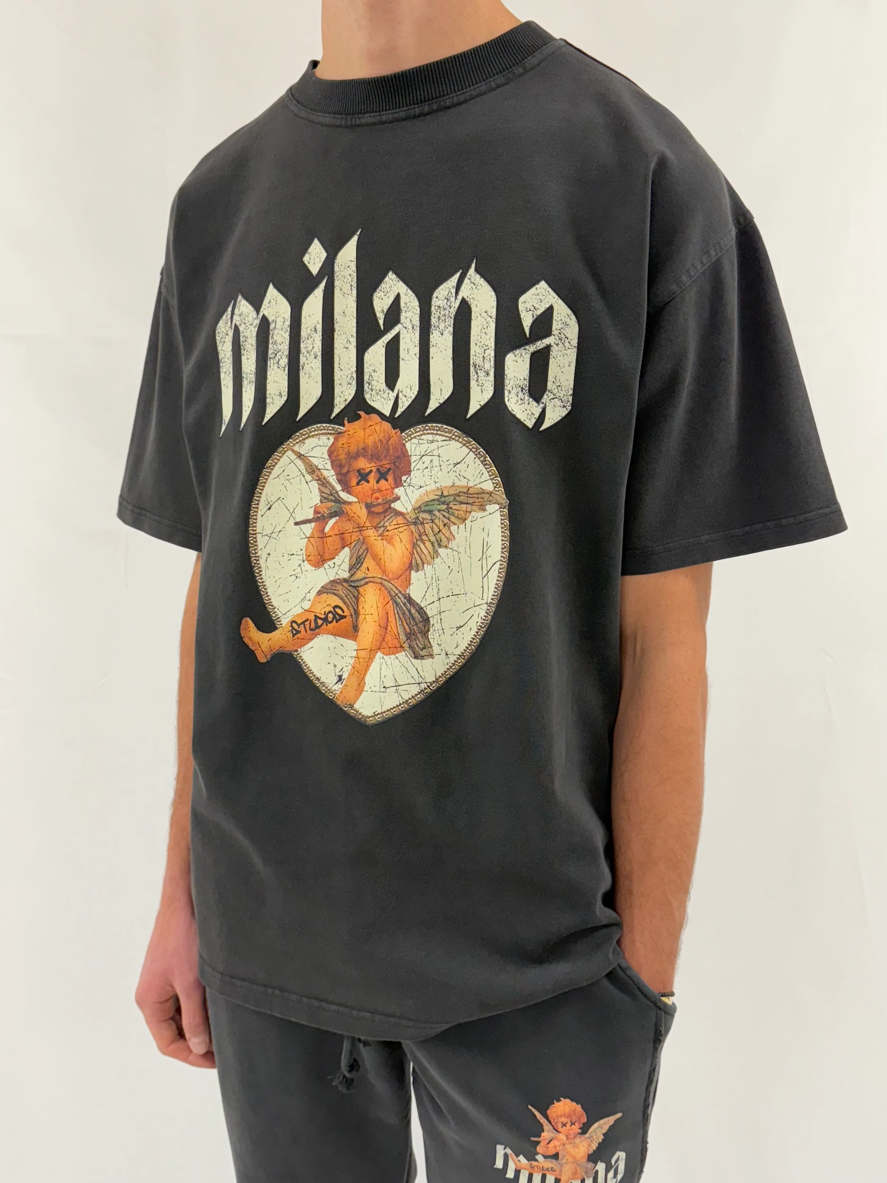 Washed Black Cherub Heavyweight T-shirt. - Image 2