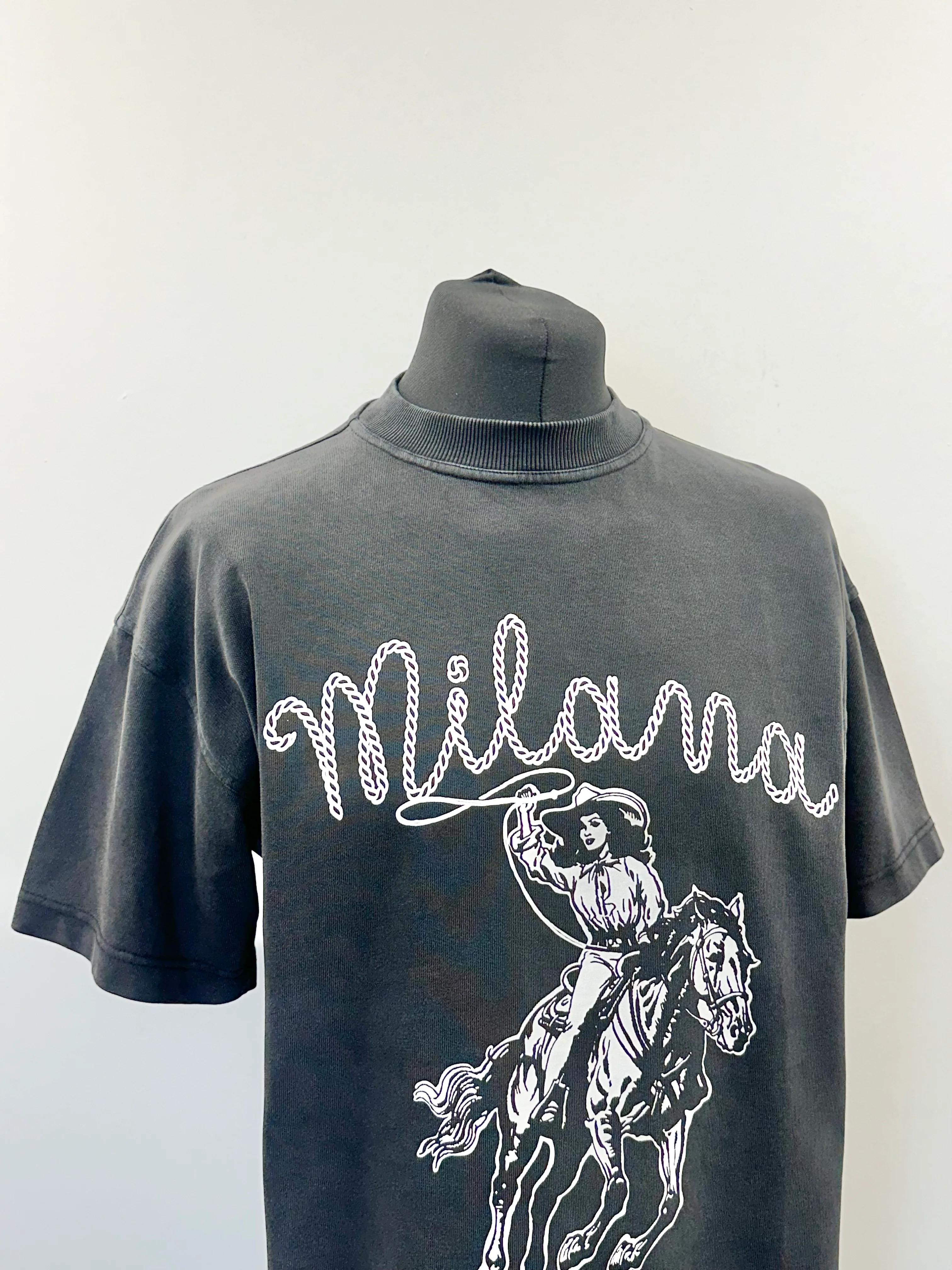 Washed Black Cowgirl Heavyweight T-shirt. - Image 4