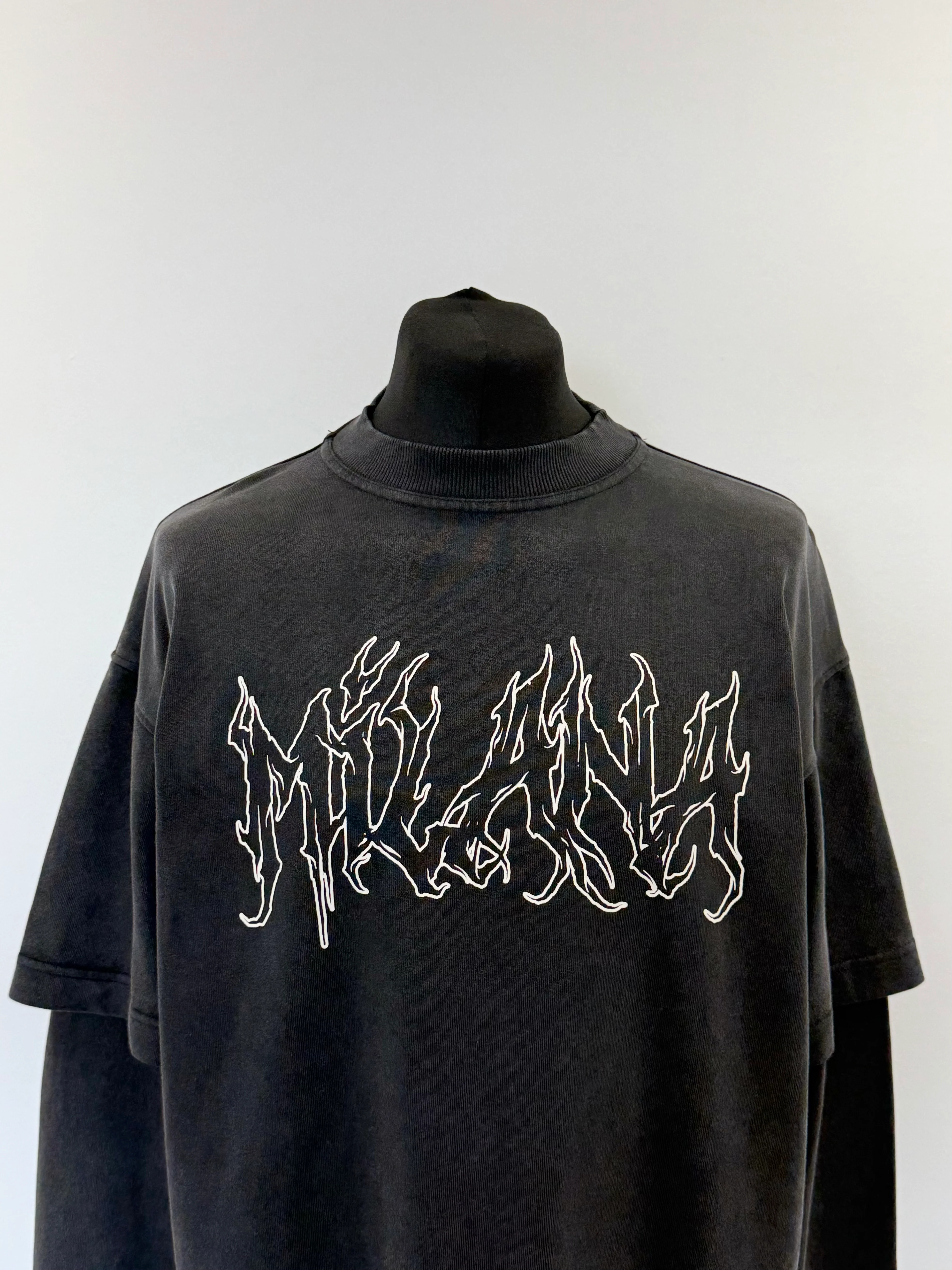 Washed Black Milana Heavyweight T-shirt Long Sleeve. - Image 2