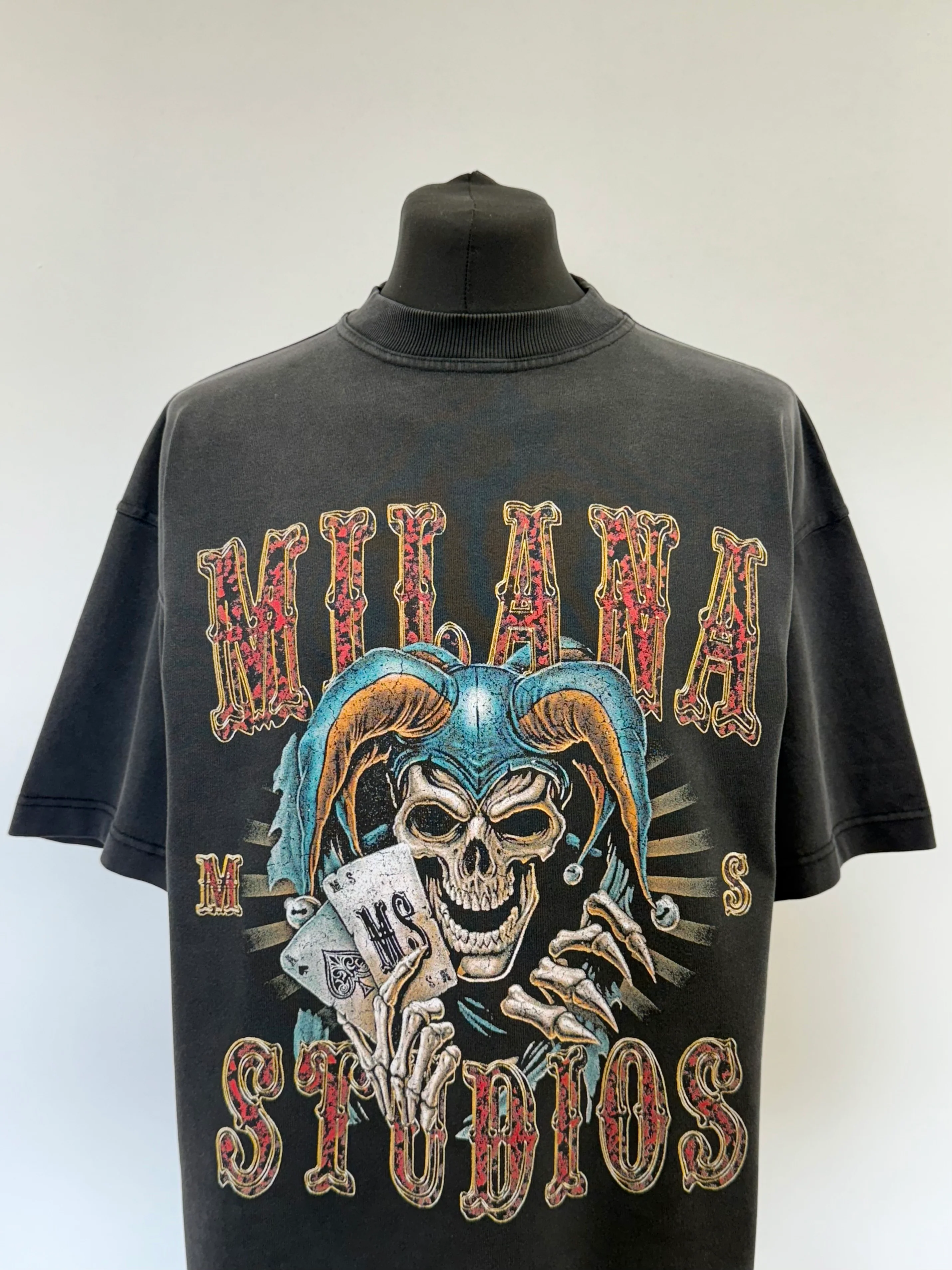 Washed Black Poker Joker Heavyweight T-shirt. - Image 2