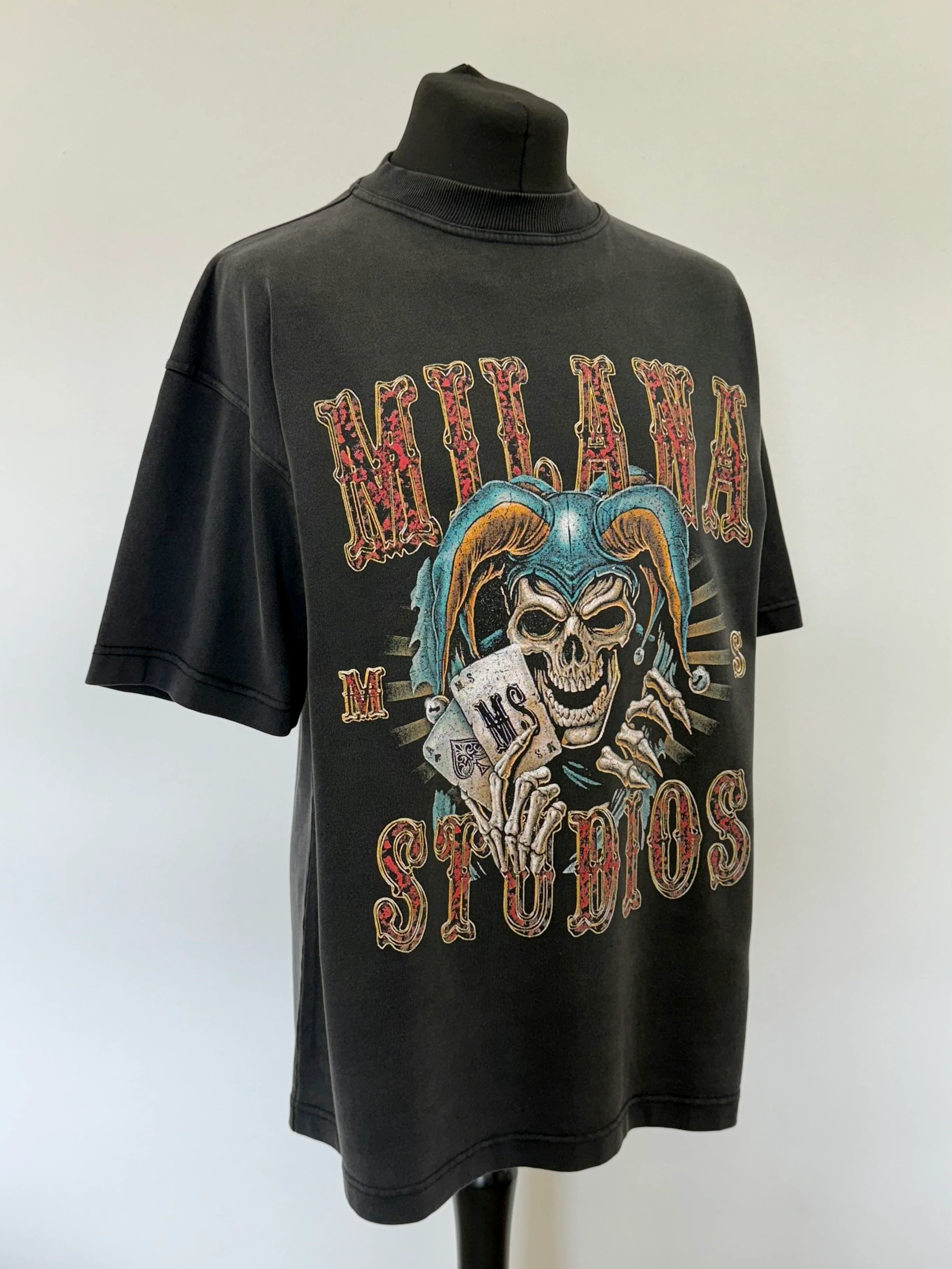 Washed Black Poker Joker Heavyweight T-shirt. - Image 3