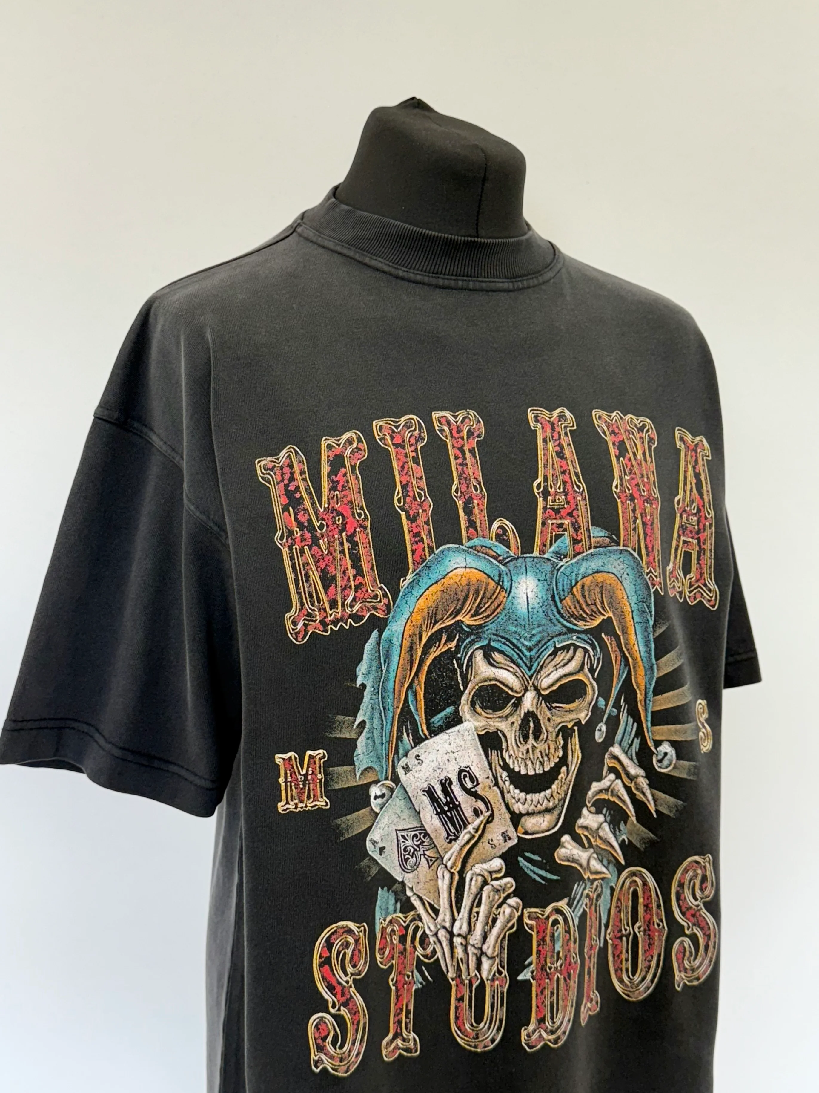 Washed Black Poker Joker Heavyweight T-shirt. - Image 4