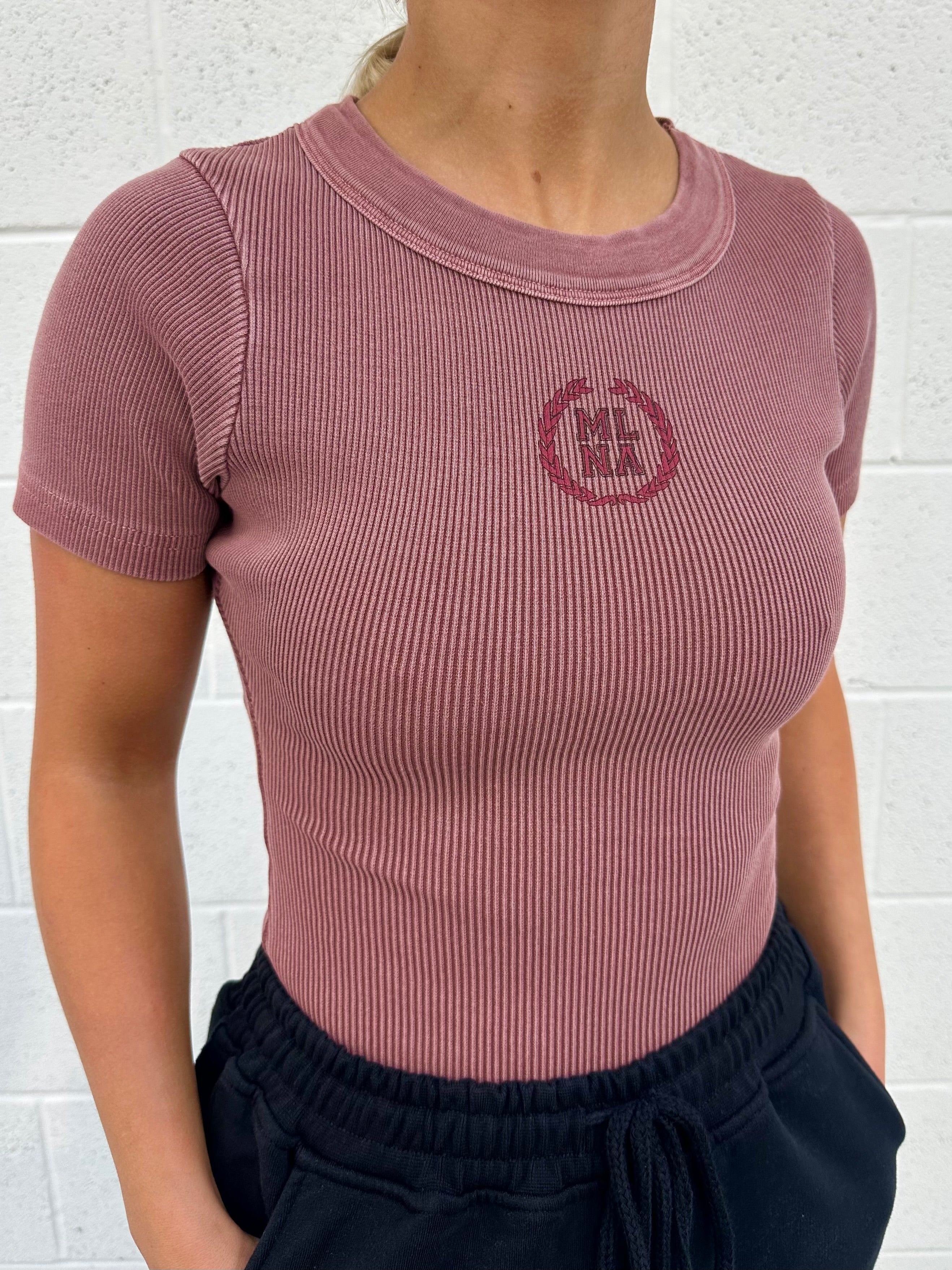Washed Burgundy Crest Baby Tee. - Image 2