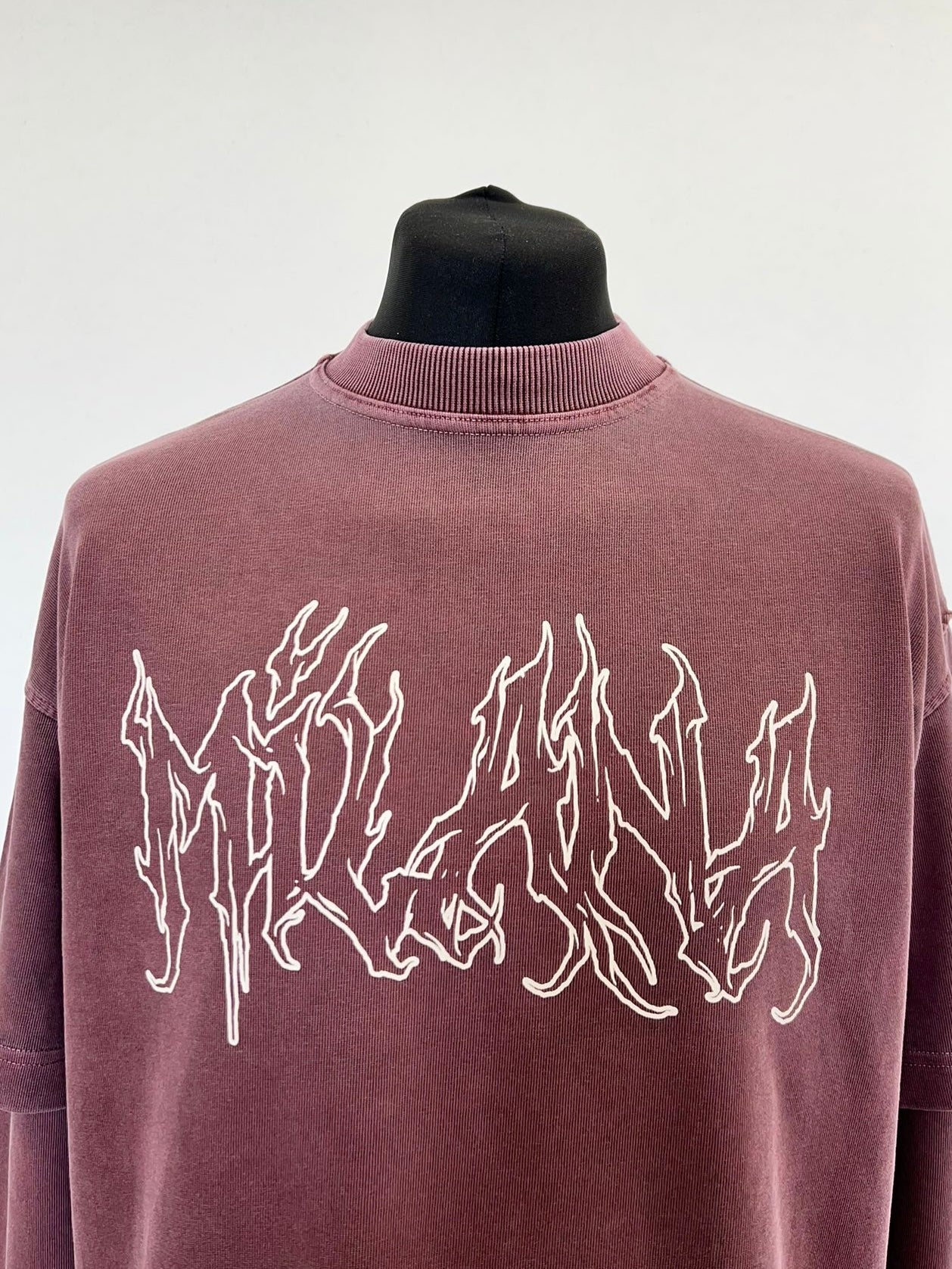 Washed Burgundy Milana Heavyweight T-shirt Long Sleeve. - Image 2