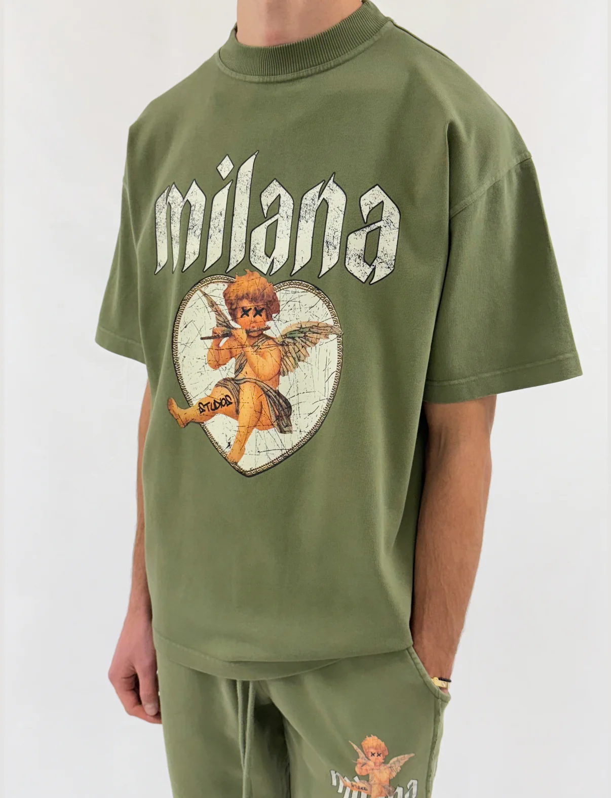 Washed Military Green Heavyweight T-shirt. - Image 2