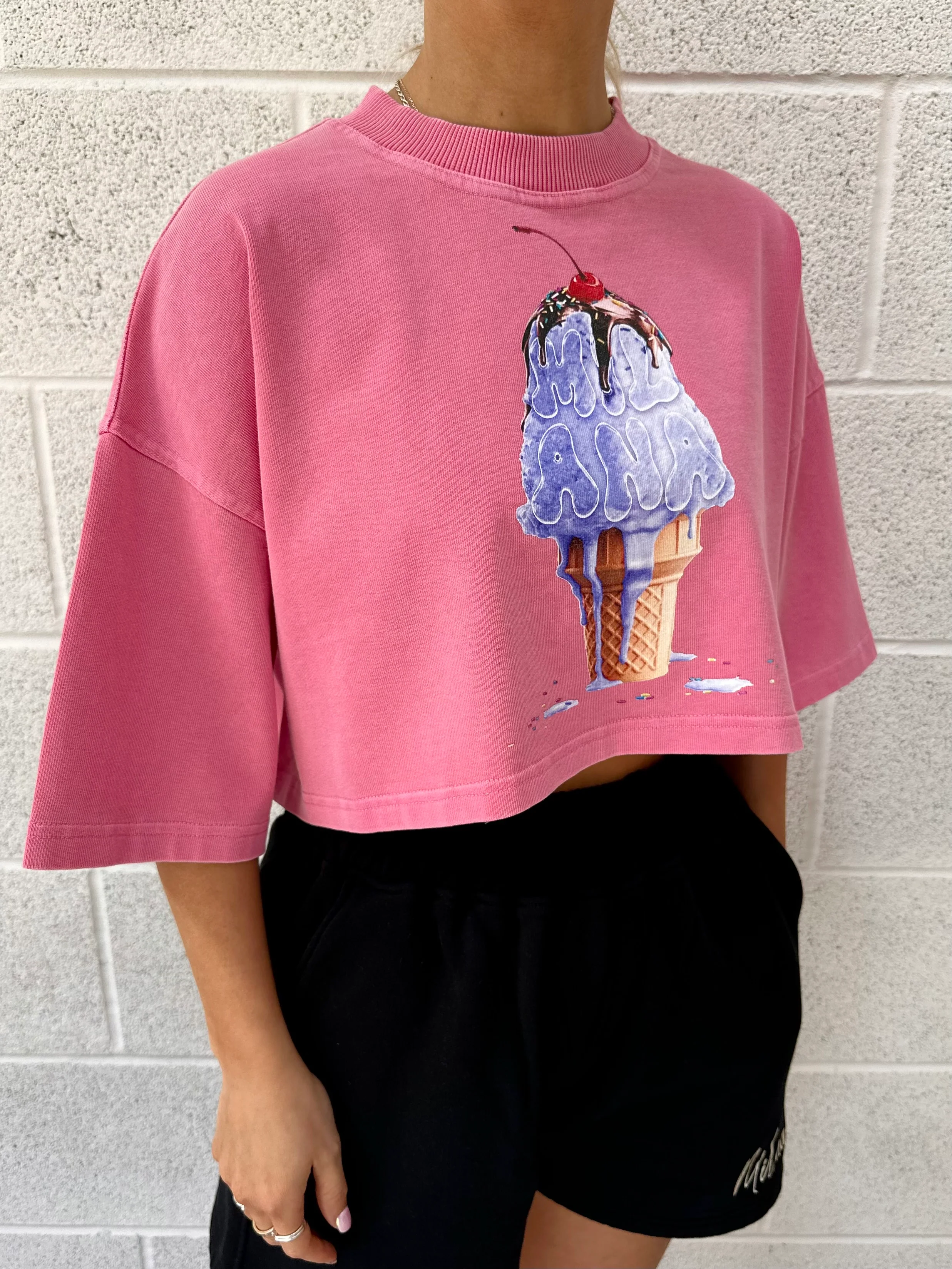 Washed Pink Ice Cream Cropped Heavyweight T-shirt. - Image 2