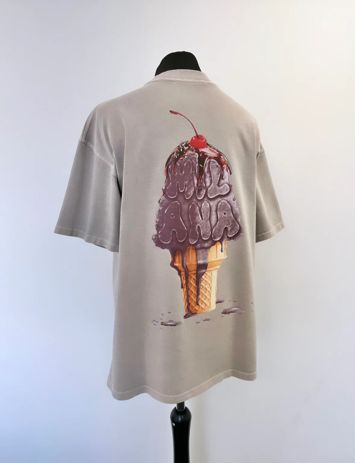 Washed Taupe Heavyweight Ice Cream T-shirt. - Image 3
