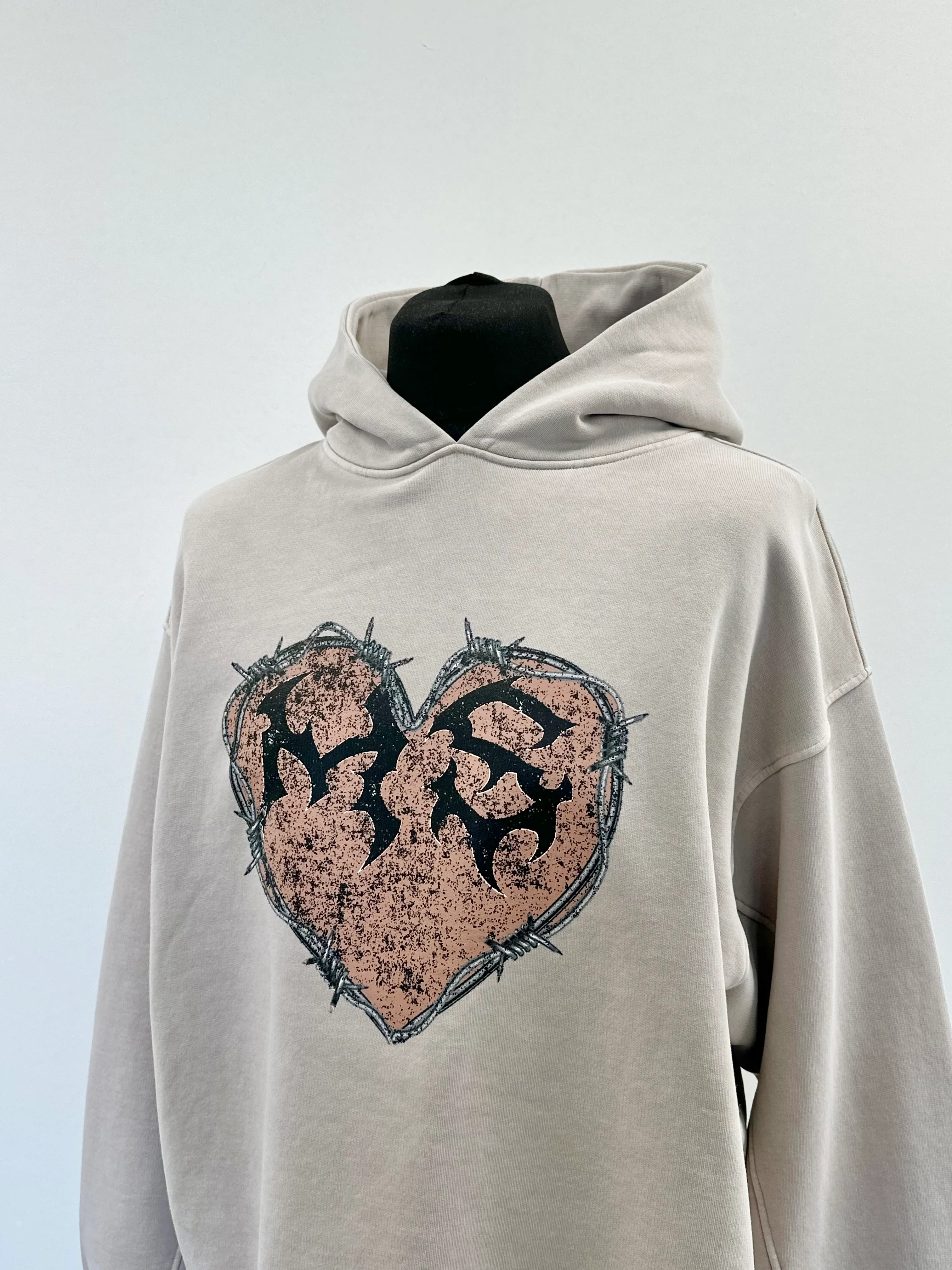 Washed Taupe MS Heart Heavyweight Hoodie. - Image 4