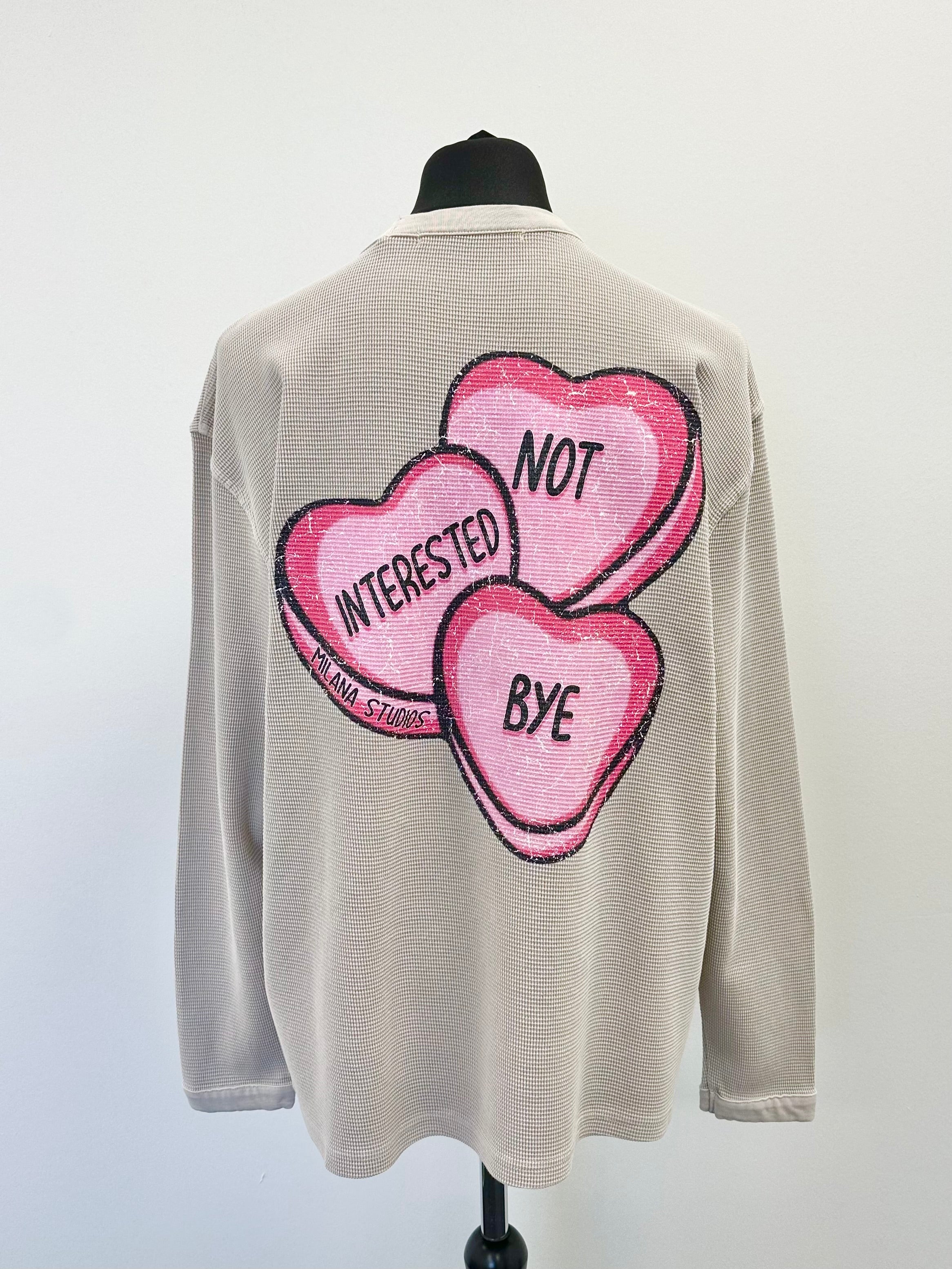 Washed Taupe Waffle Heavyweight Hearts Long Sleeve T-shirt. - Image 2