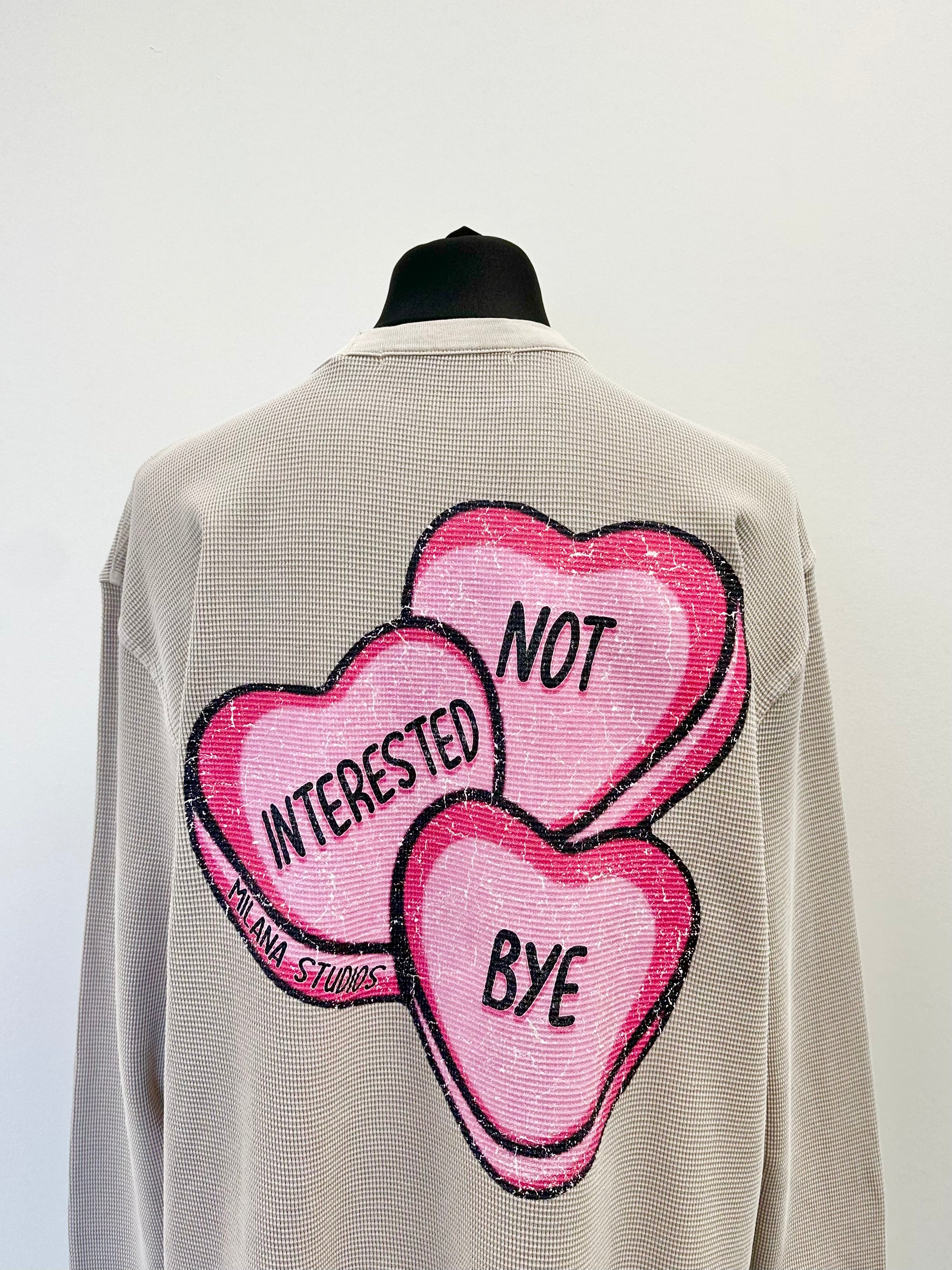 Washed Taupe Waffle Heavyweight Hearts Long Sleeve T-shirt. - Image 4