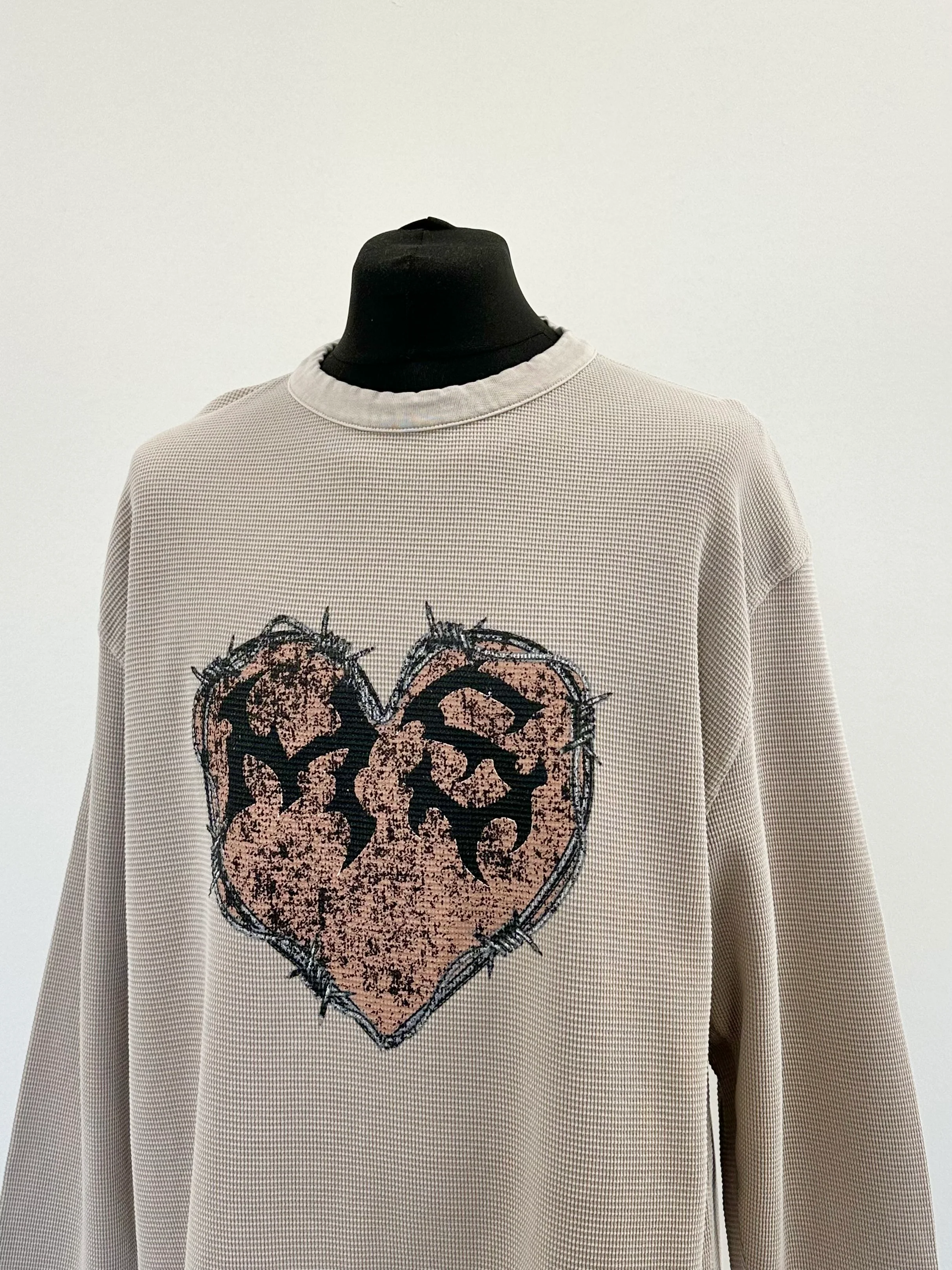 Washed Taupe Waffle Heavyweight MS Long Sleeve T-shirt. - Image 2